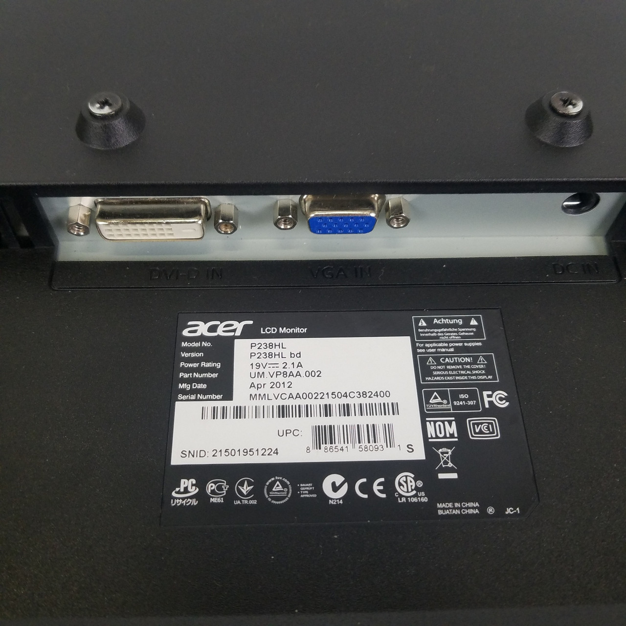 Acer P238HL 23" 1920x1080 60Hz LED Monitor | Grade B