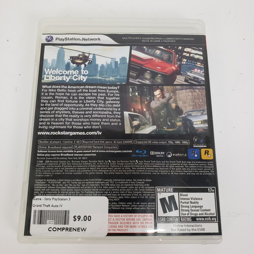 PlayStation 3 Game: Grand Theft Auto IV | Grade A