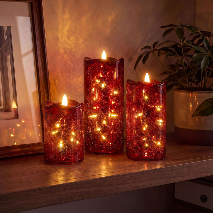 Crimson Crackle Candles
