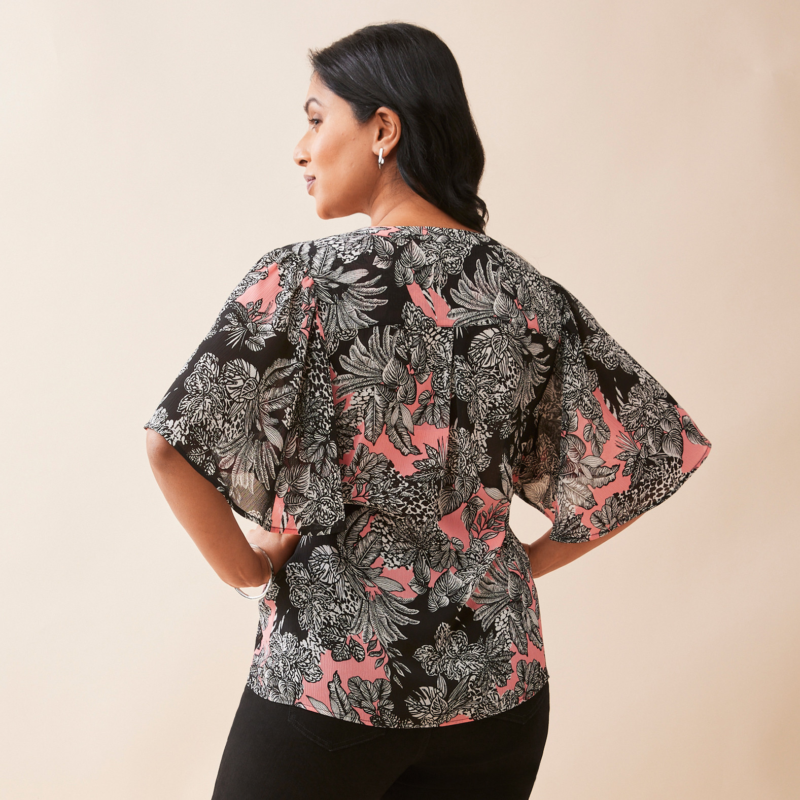 Flutter Sleeve Blouse Back View Sleeve Detail