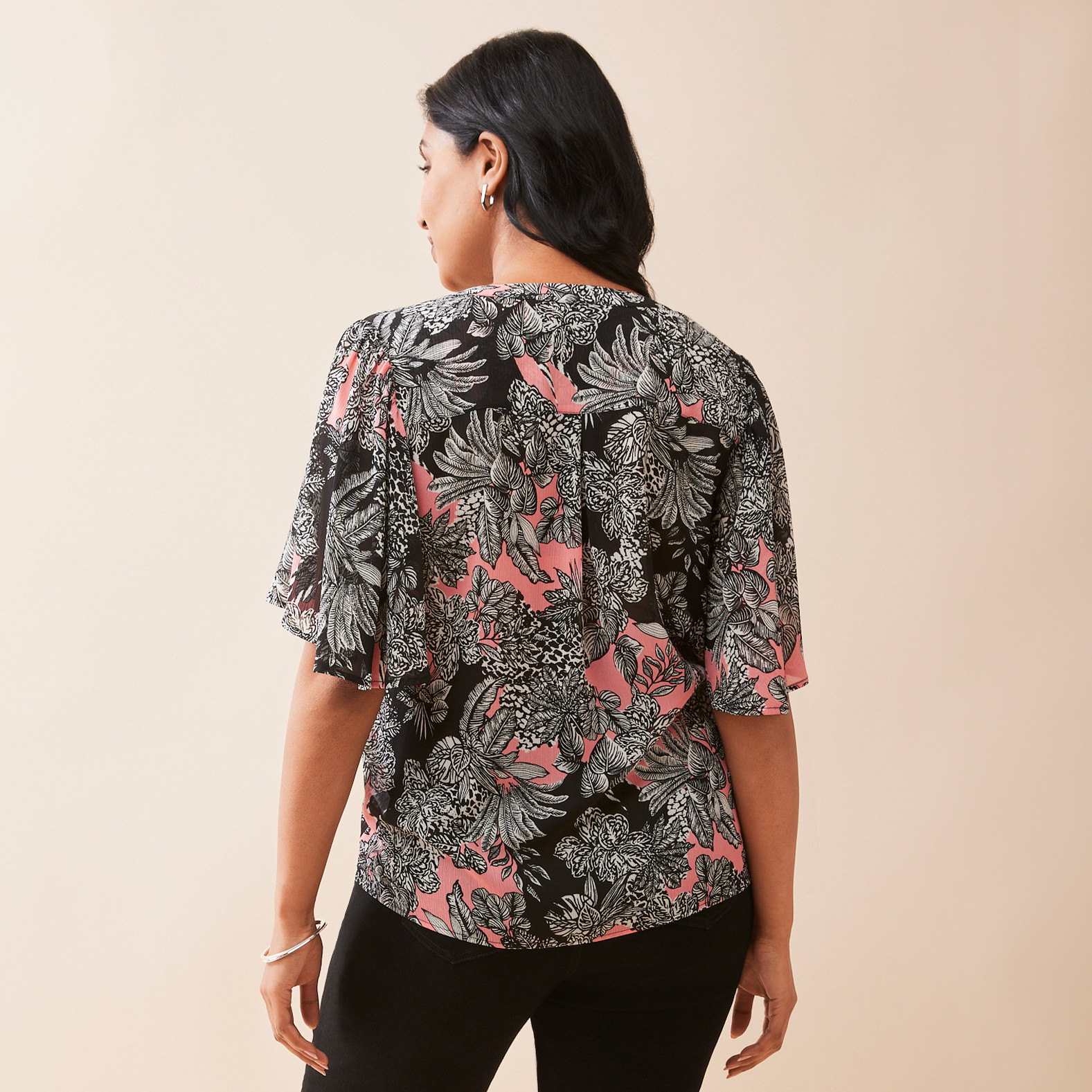 Flutter Sleeve Blouse Back View