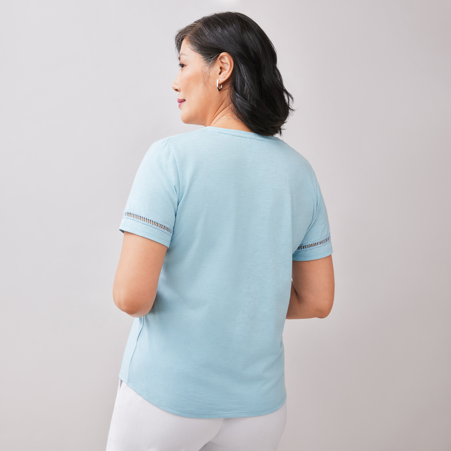 Petite - Lace Trim Tee Back View