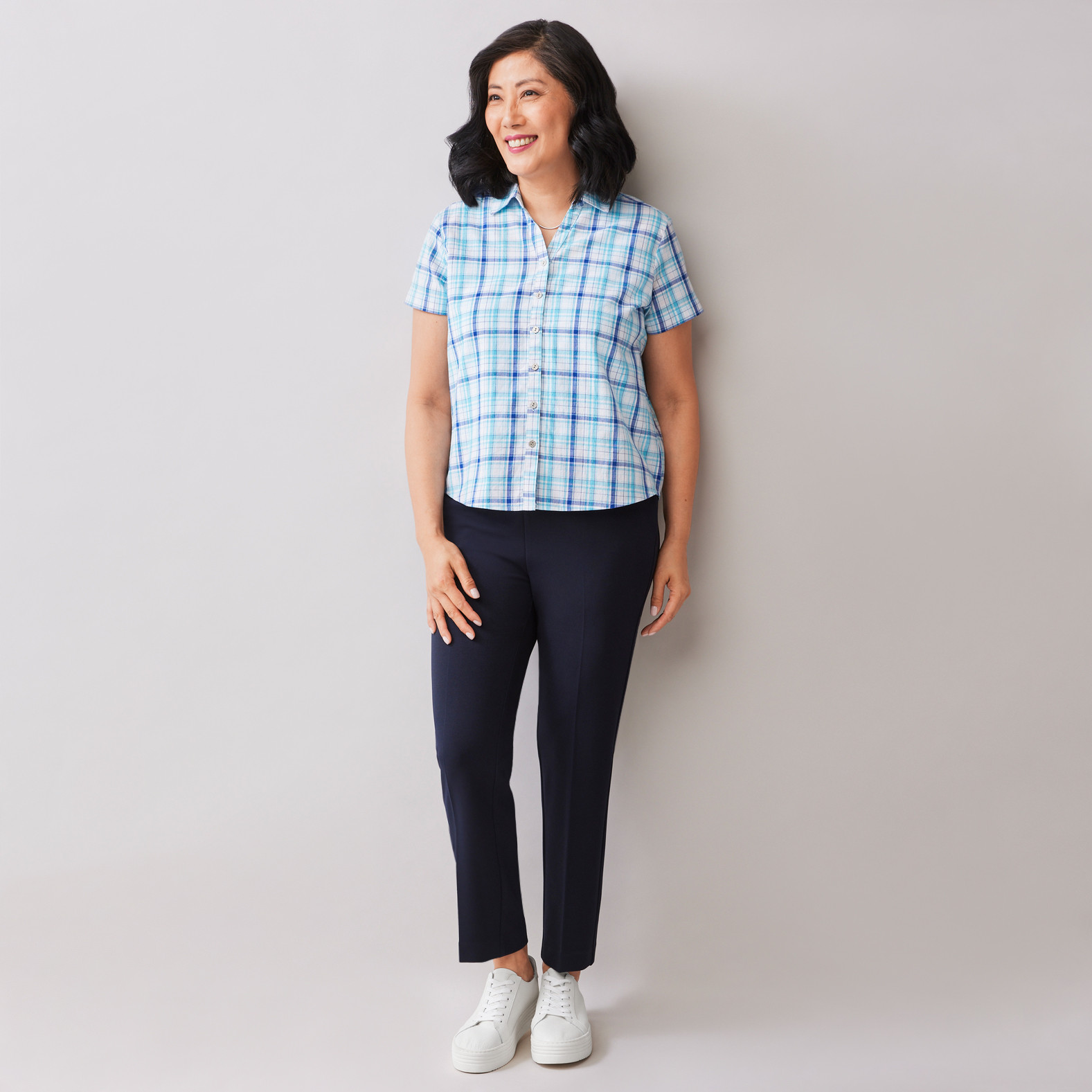 Short Sleeve Striped Dobby Shirt Buttoned