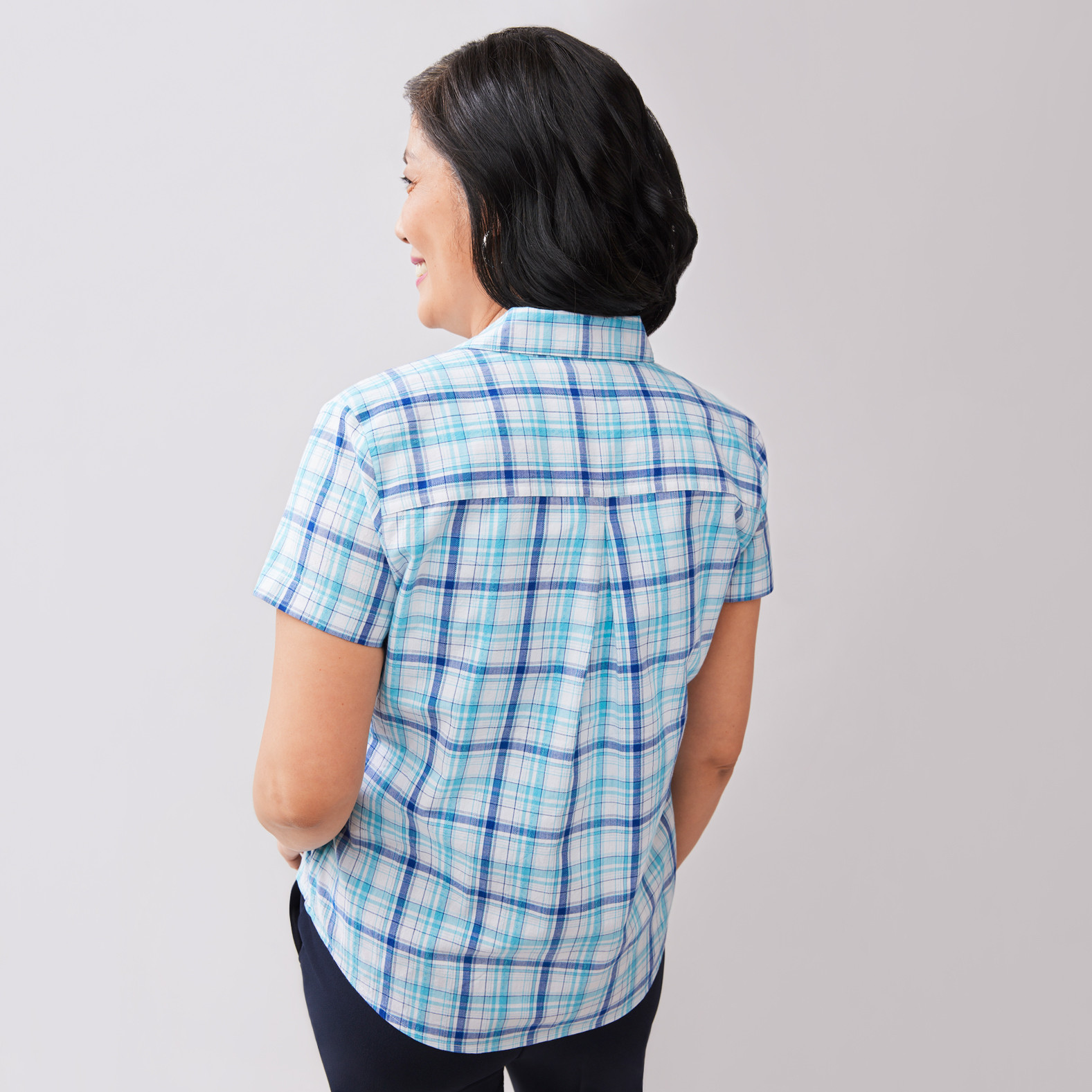 Short Sleeve Striped Dobby Shirt Back View