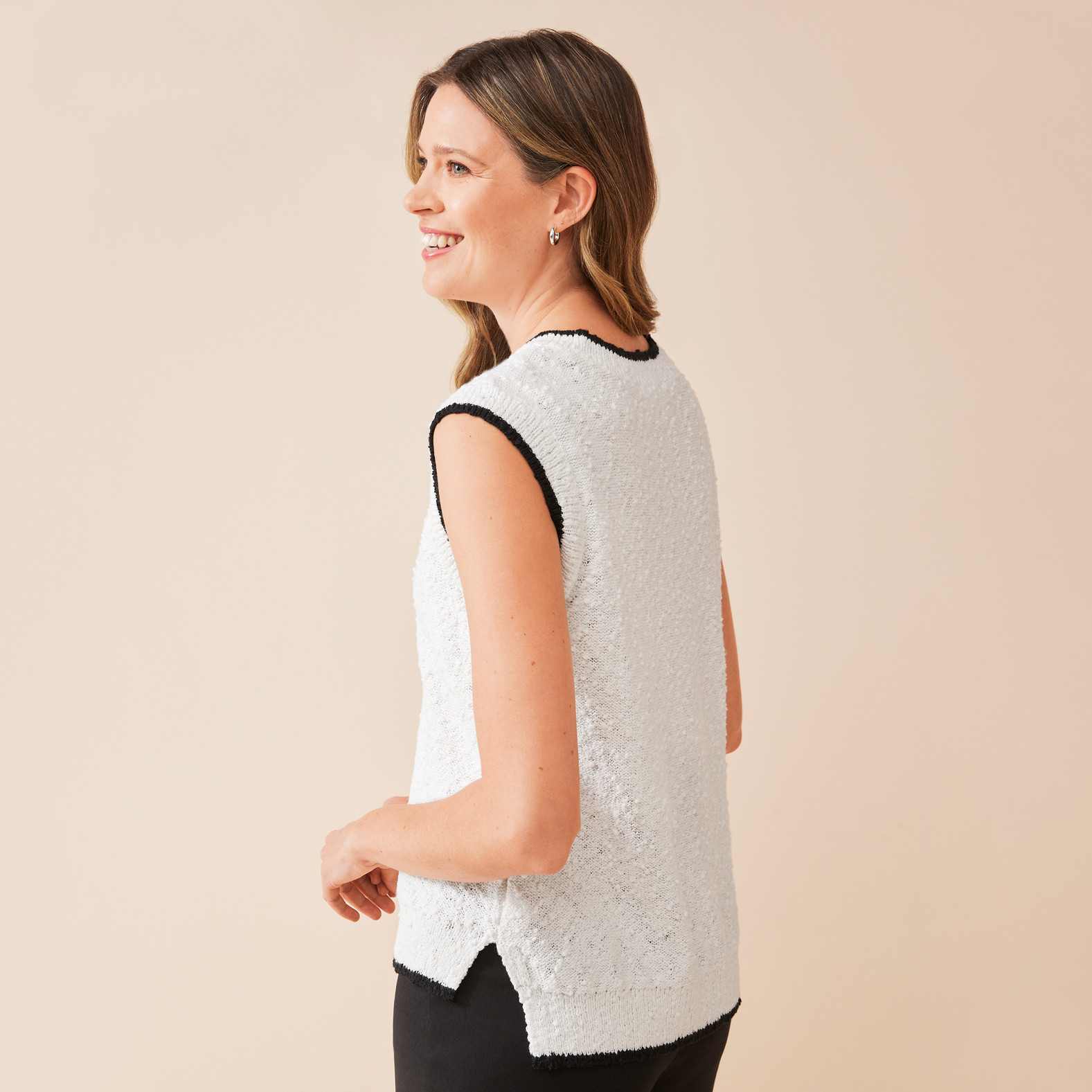 Sleeveless Slub Sweater Back View