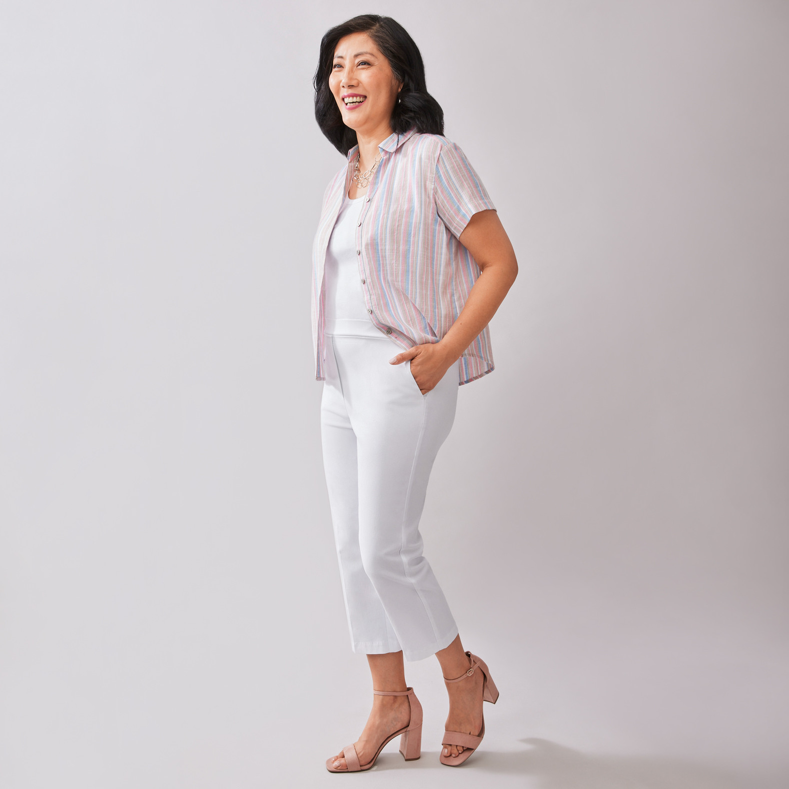 White Capri Pant Side View