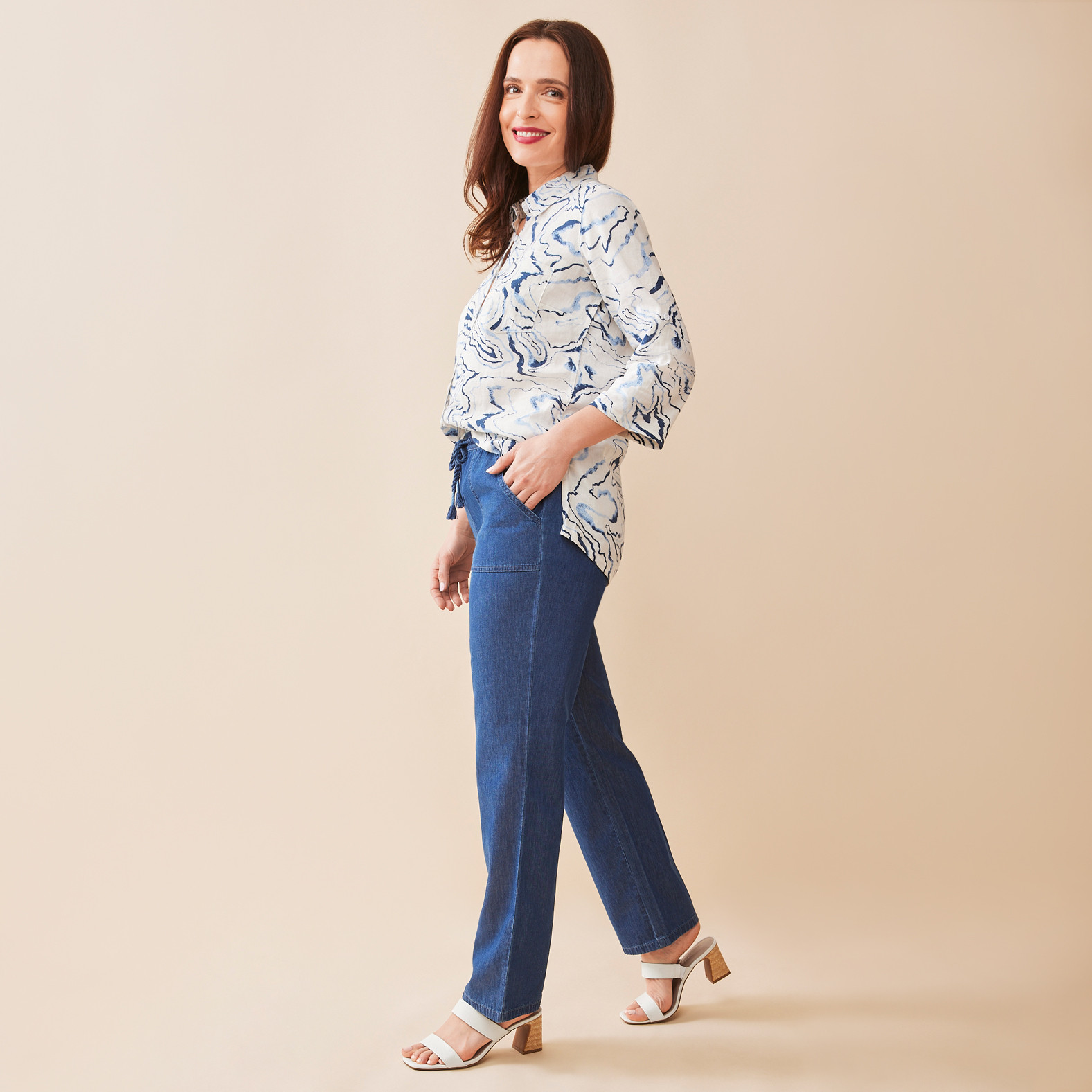 Chambray Drawstring Pant Side View