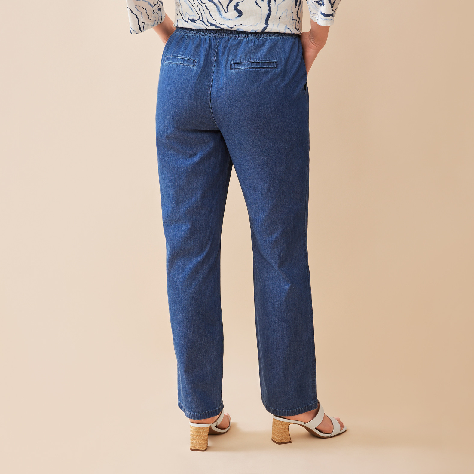 Chambray Drawstring Pant Back View