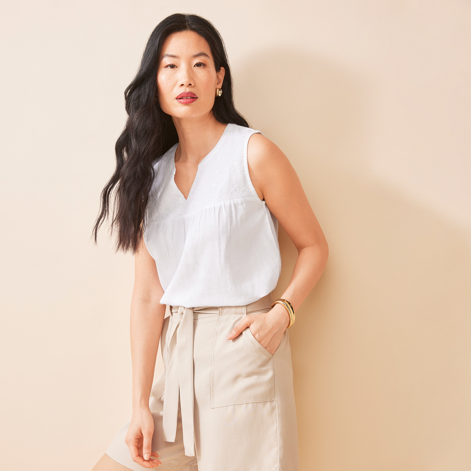 Cotton Embroidered Tank