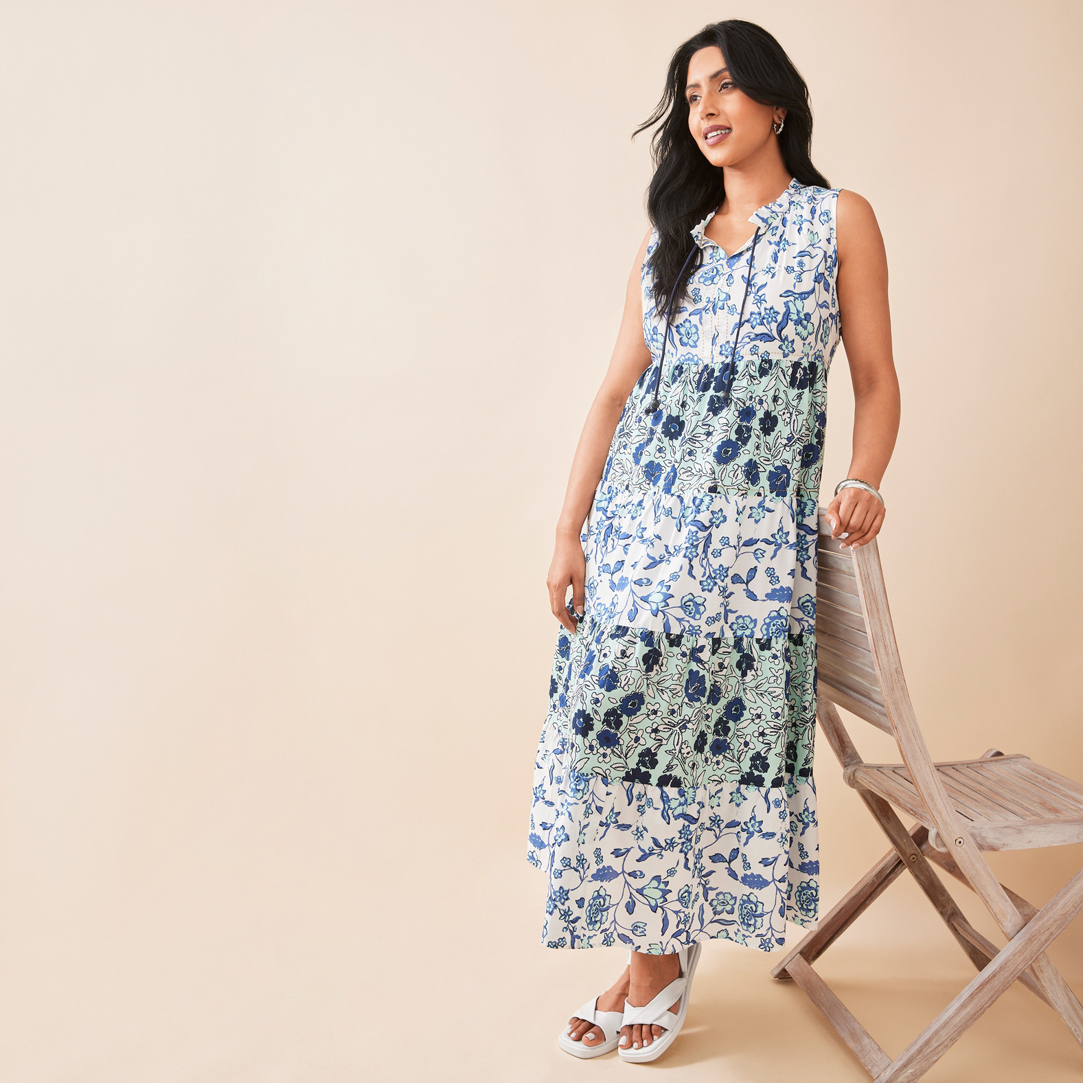 Floral Stripes Maxi Dress