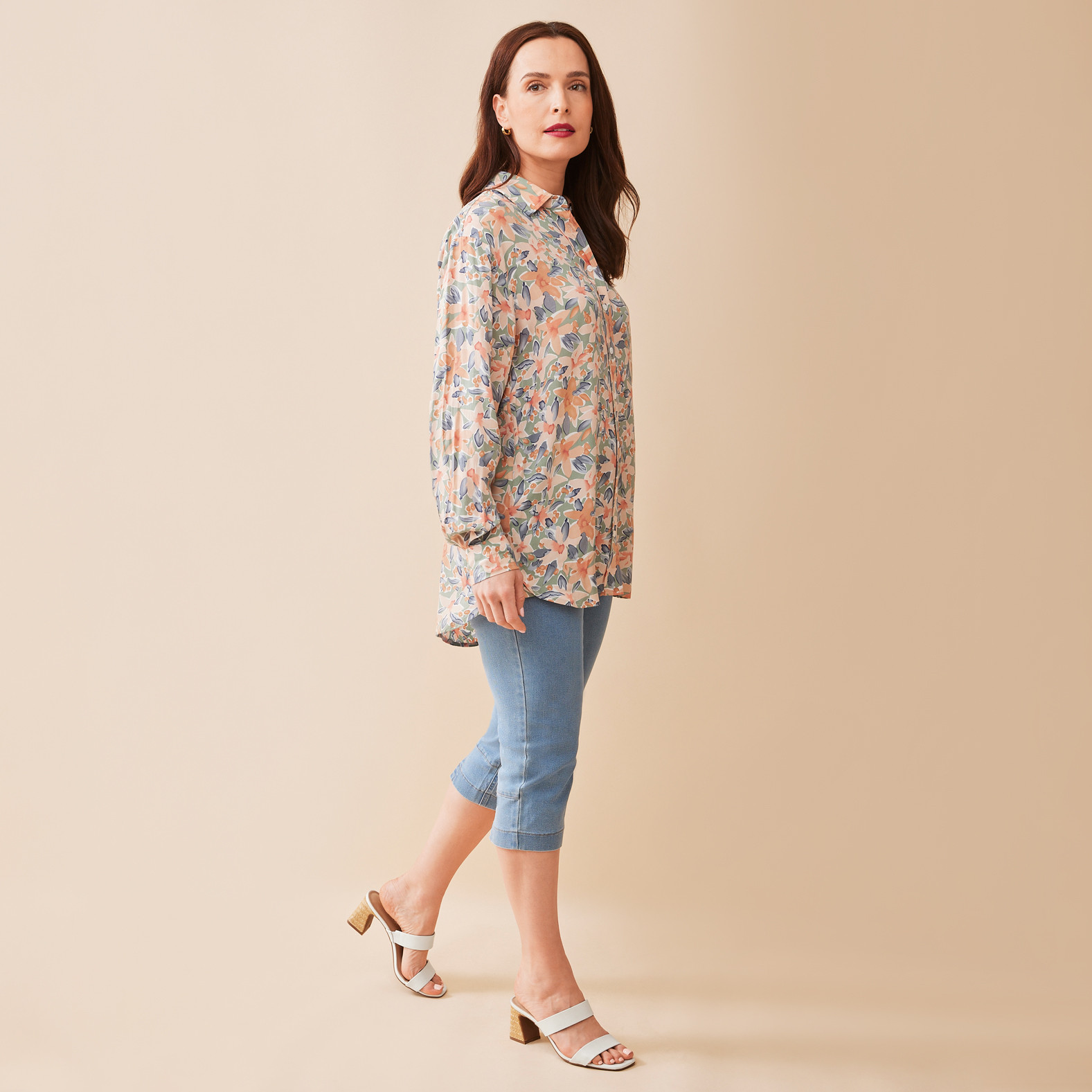Oversized Floral Shirt Full Body Untucked