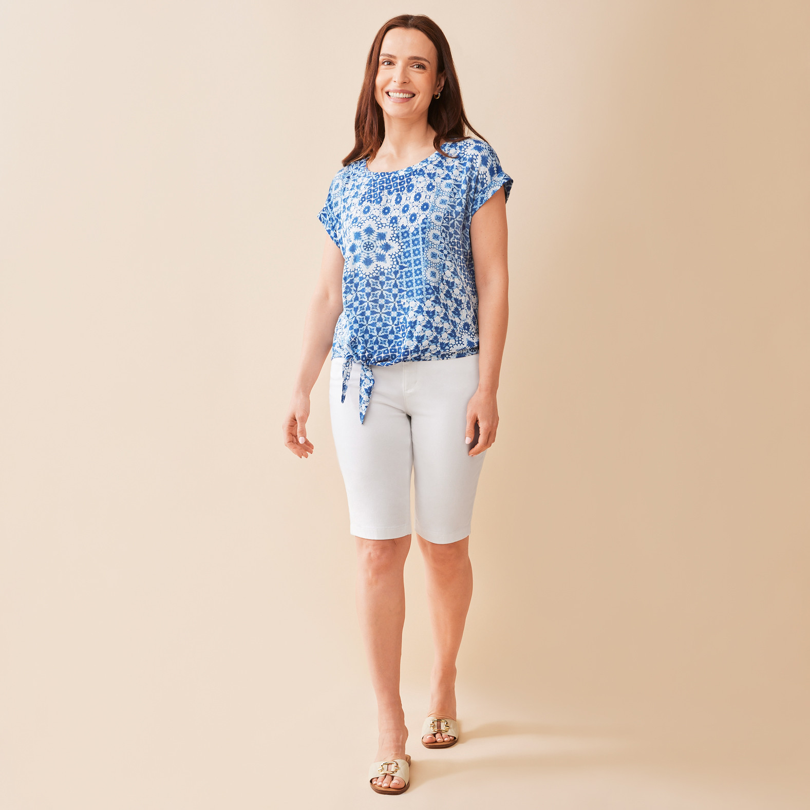Petite - Tie Front Shirt Full Body