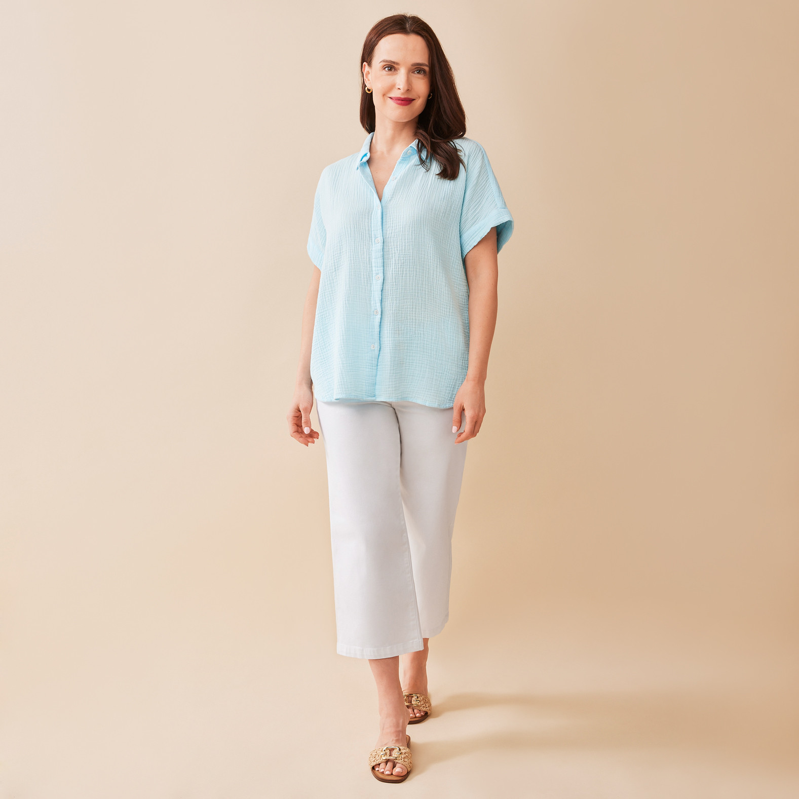 Short Sleeve Gauze Shirt Full Body