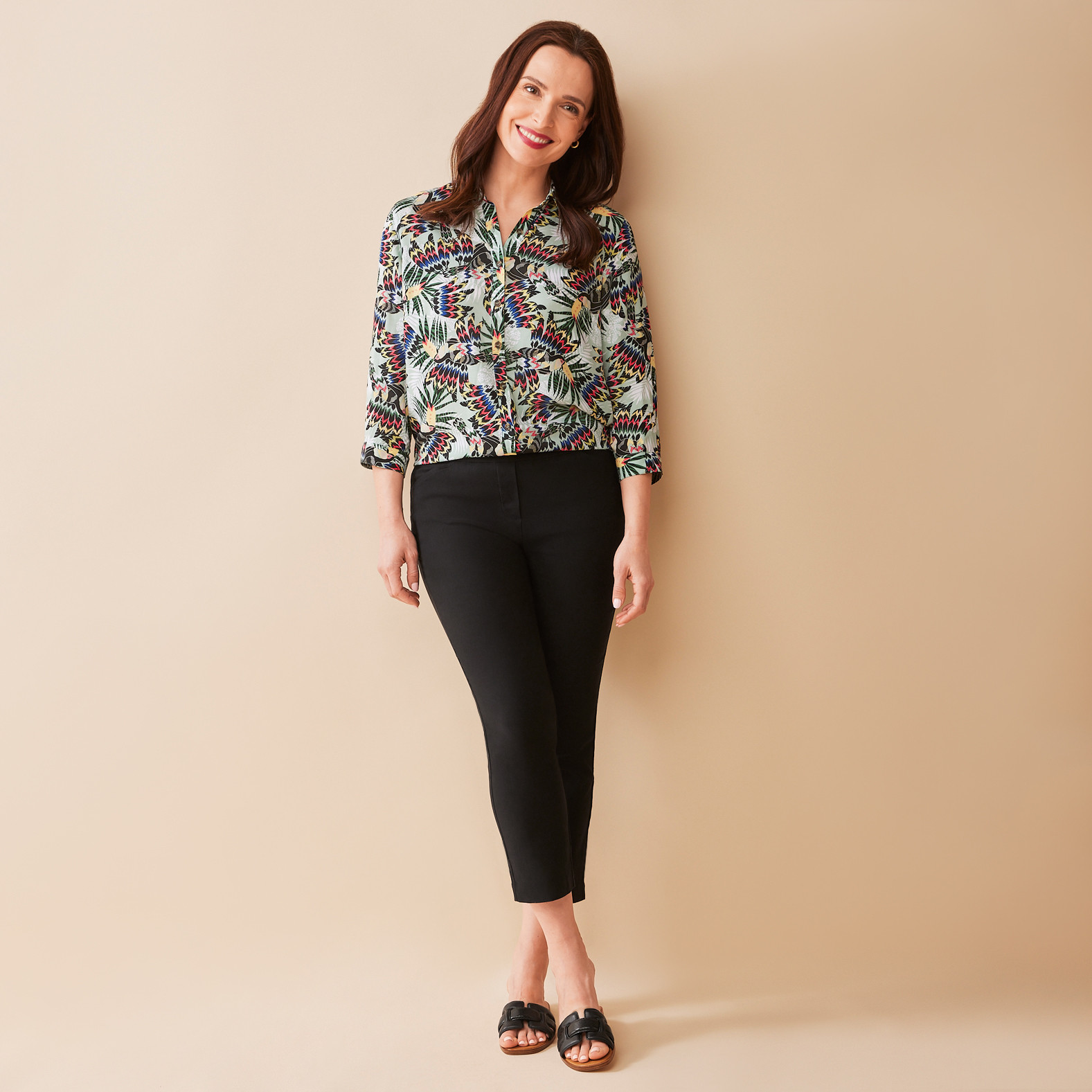 Tropical Print Shirt Full Body Tucked