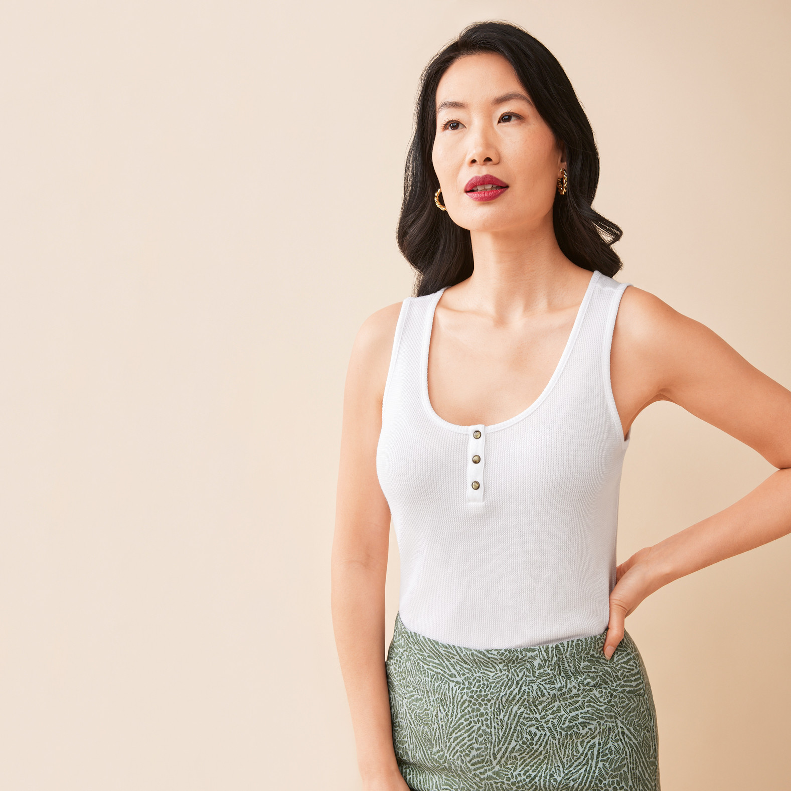 Waffle Knit Cami - White