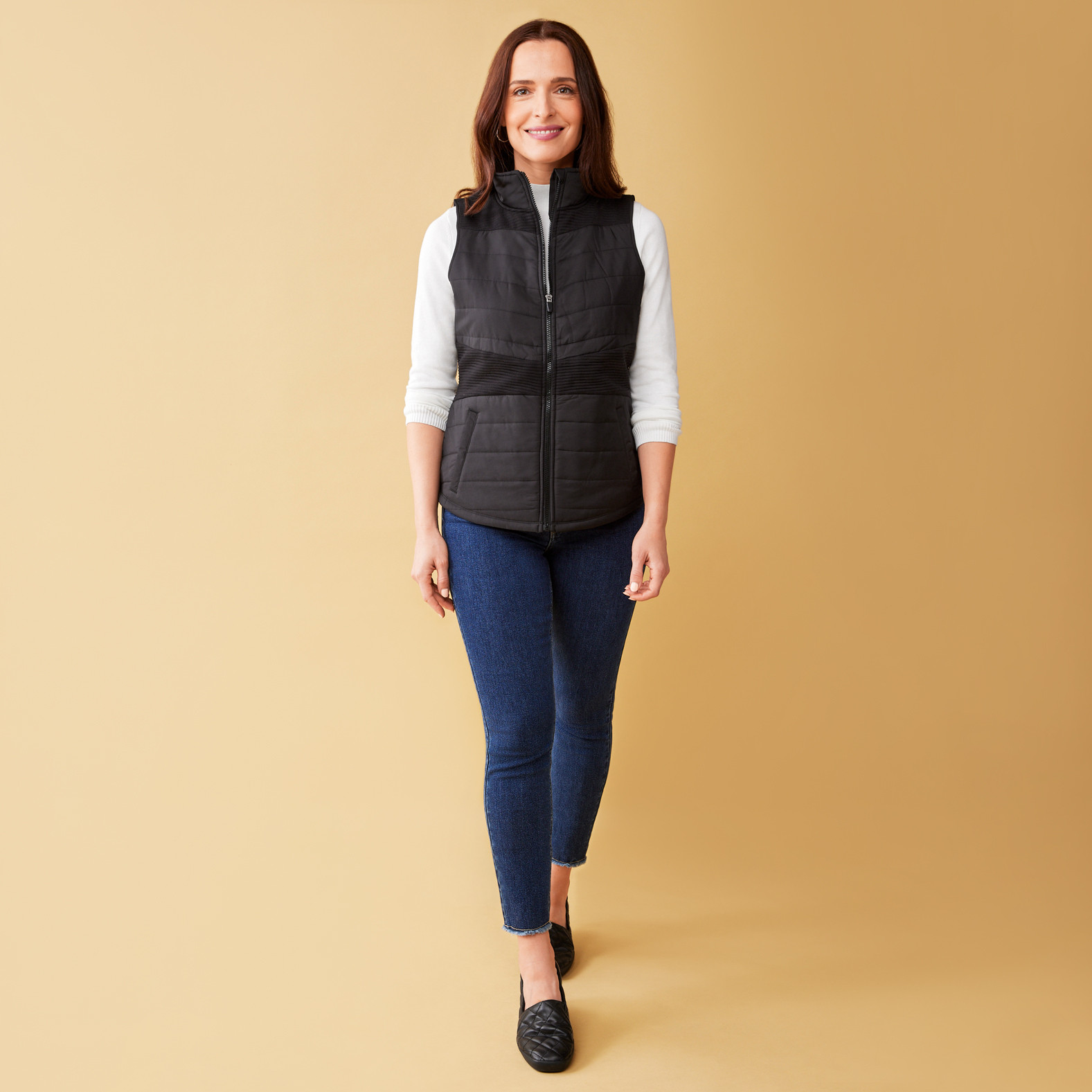 Mixed Media Vest - Black Full Body