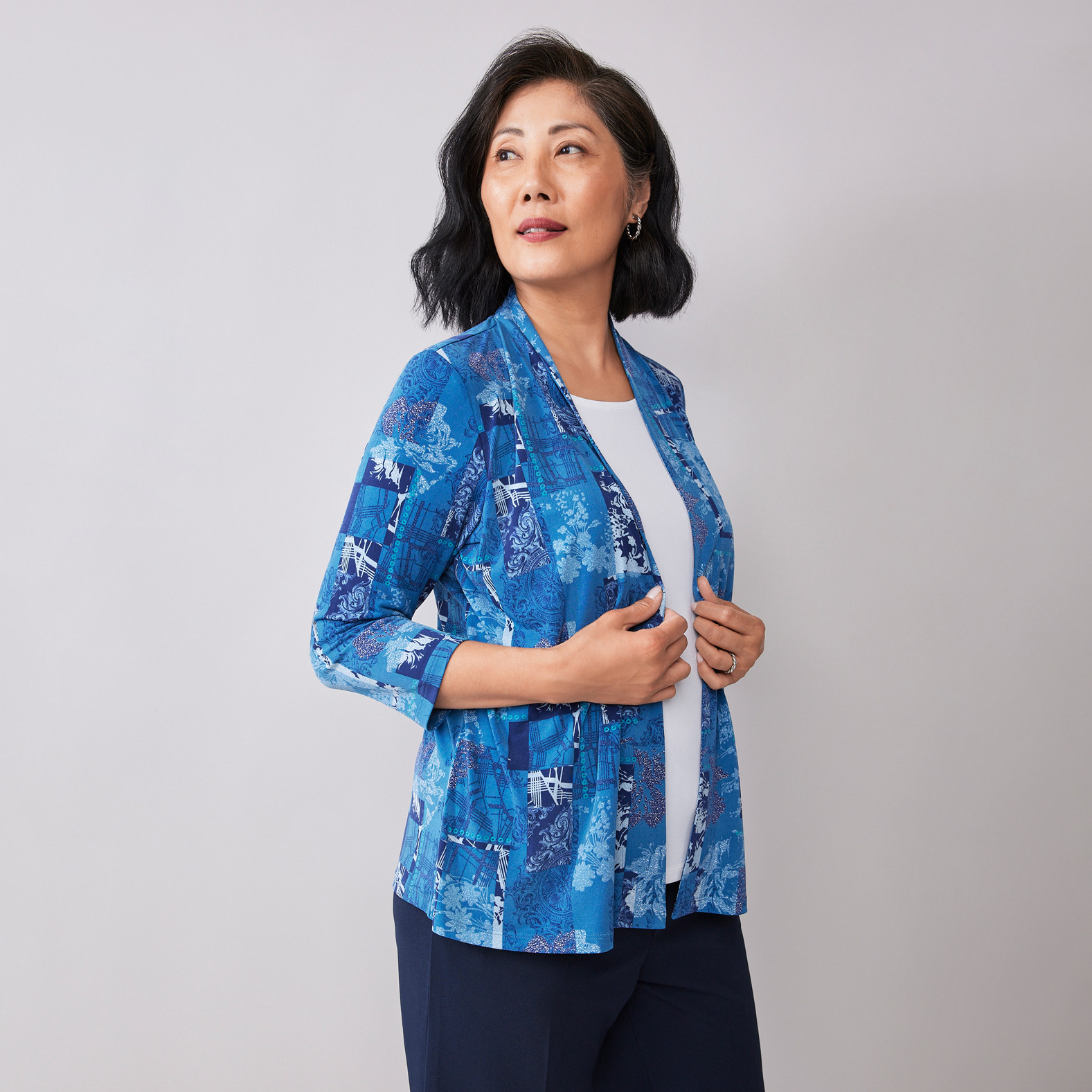 Patchwork Print Fooler Top Side View