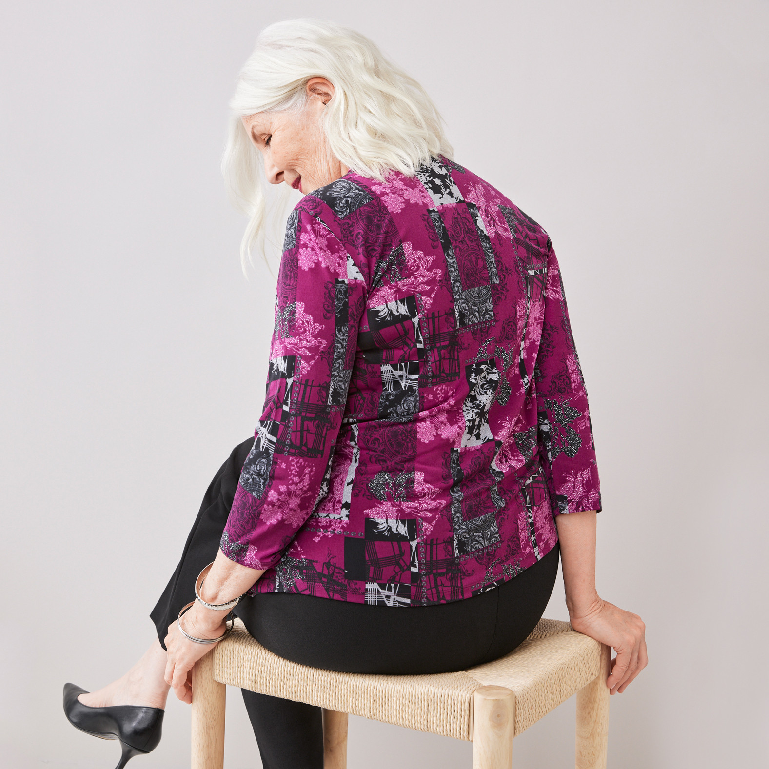Petite - Patchwork Print Fooler Back View