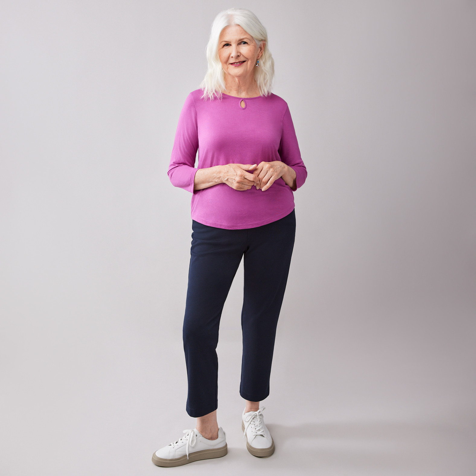 Petite - Solid Keyhole Top Full Body