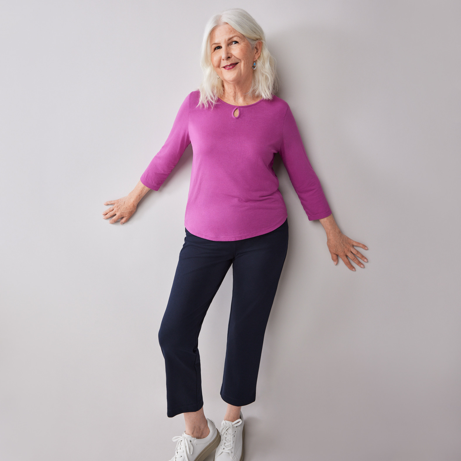Petite - Solid Keyhole Top Full Body