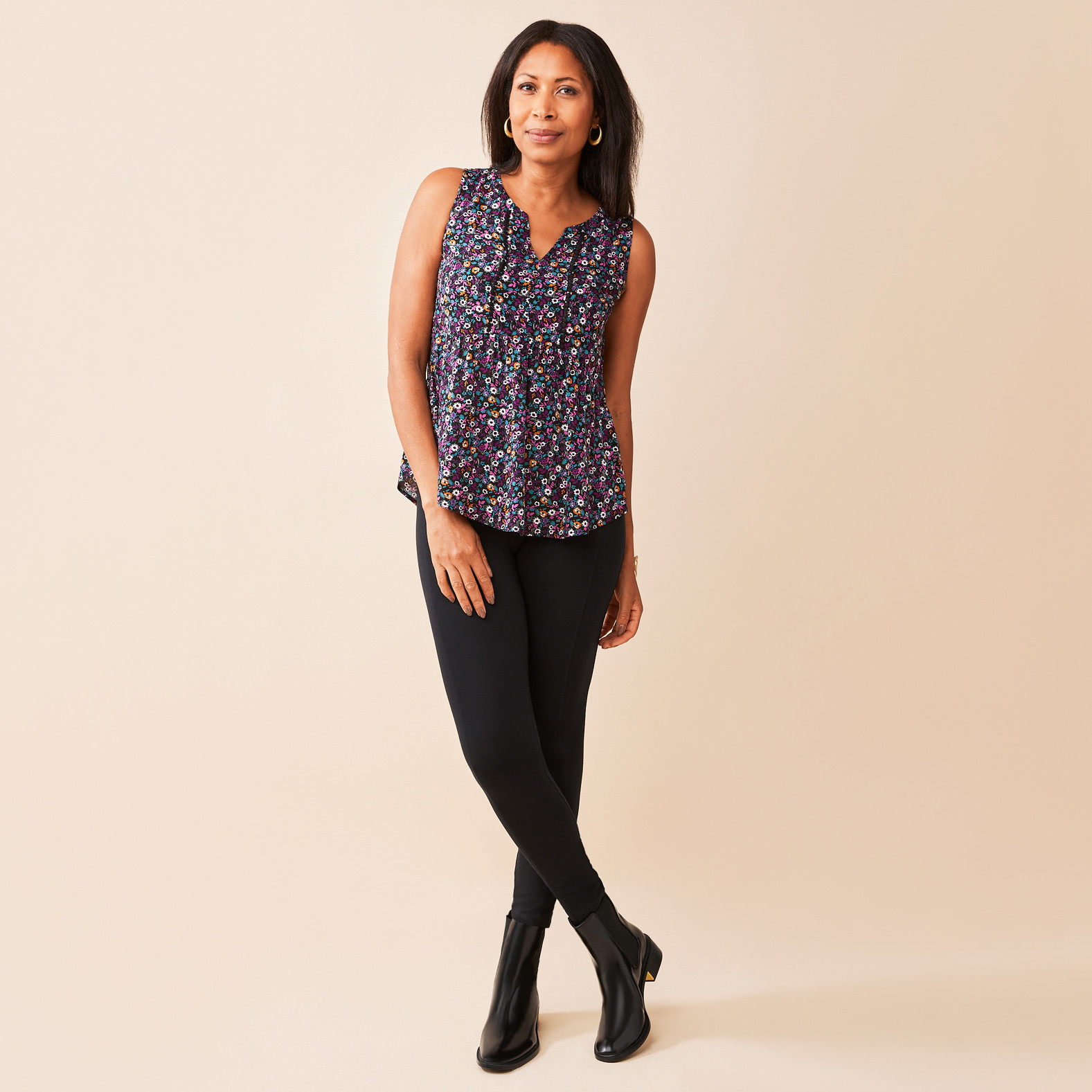 Sleeveless Peplum Blouse Full Body
