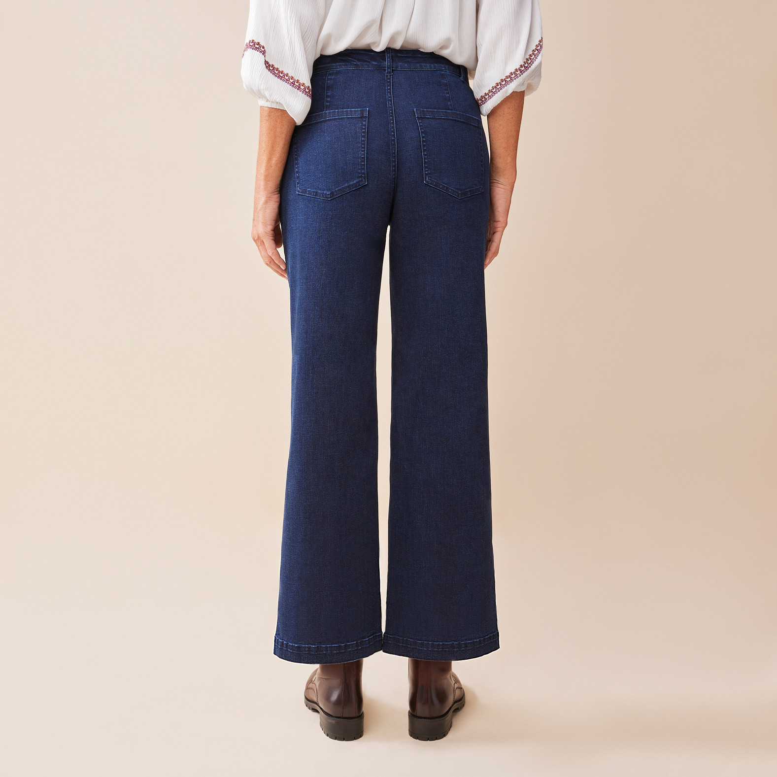 Wide Leg Dark Wash Jean Back View