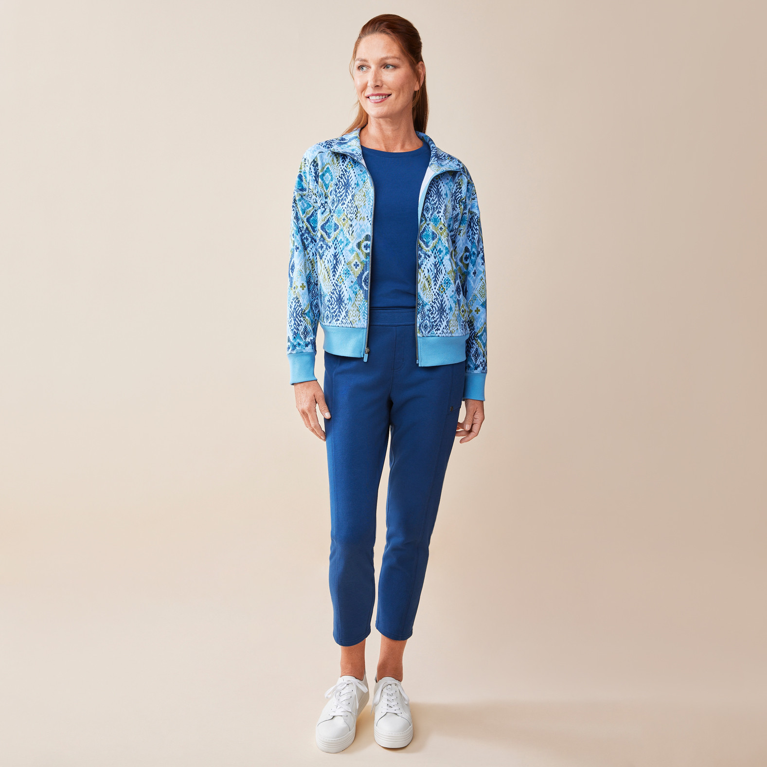 Zip Up Printed Active Jacket  Full Body