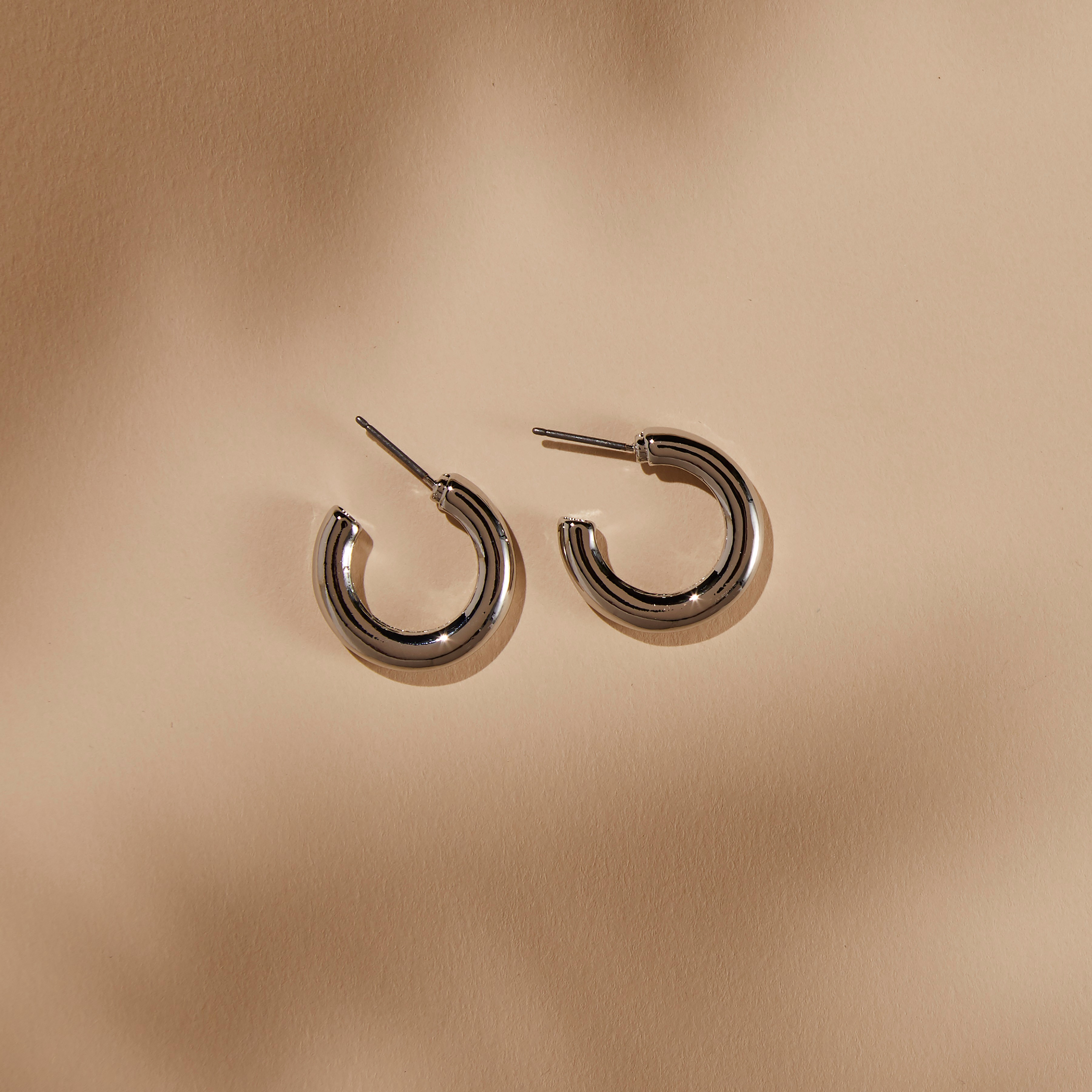 Tube Hoop Earrings - Silver