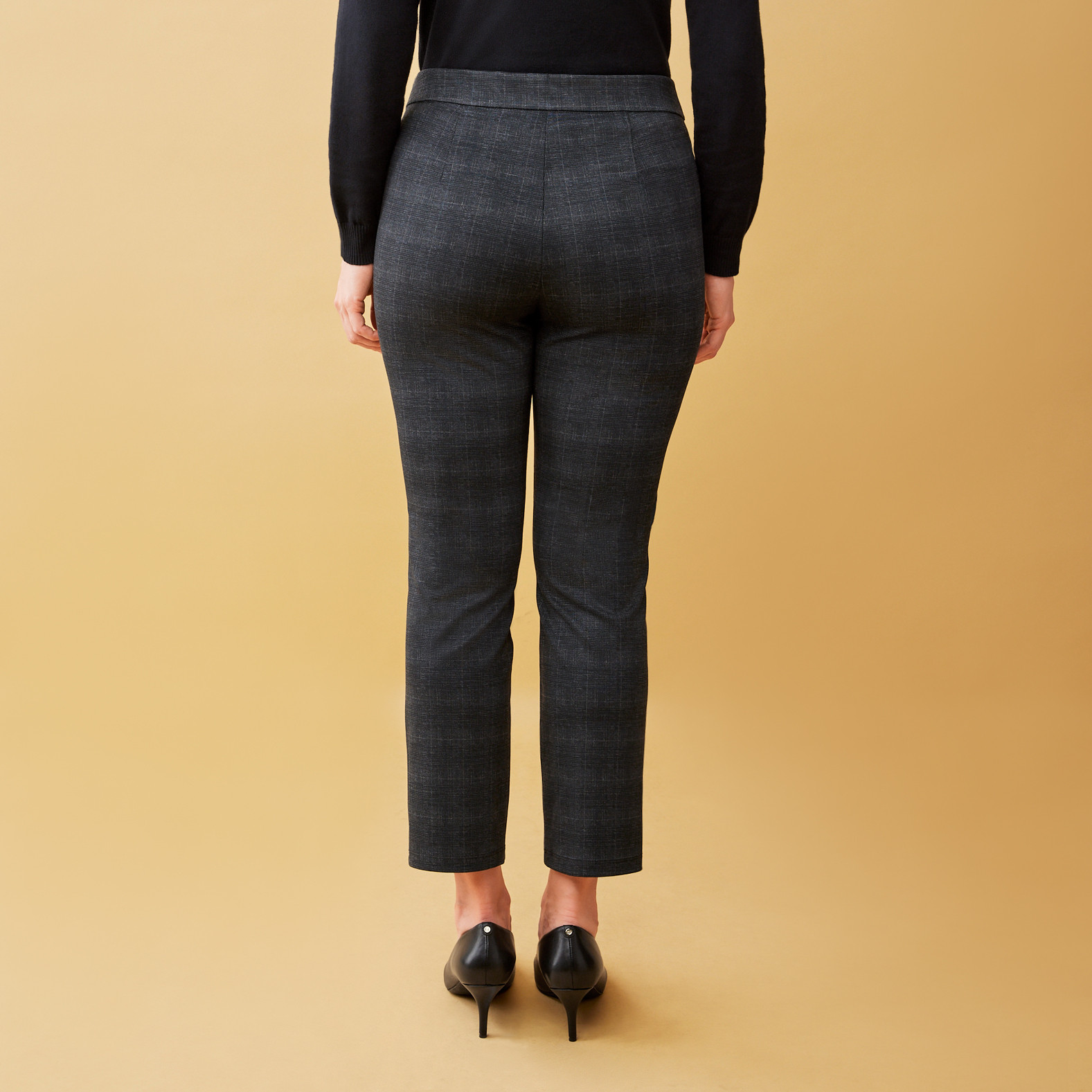 Women`s Buttoned Printed Ponte Pants - back view