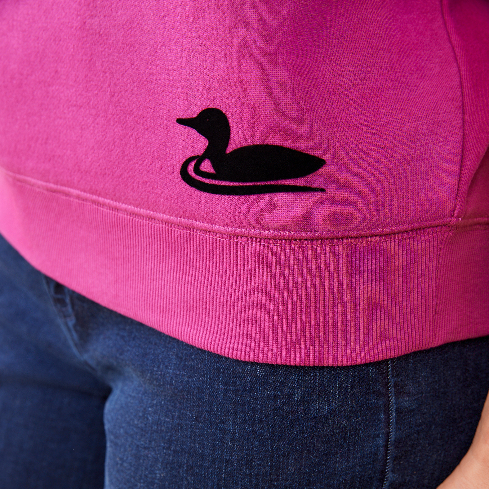 Women`s Pink Purple Loon Drop Shoulder Sweatshirt - close up