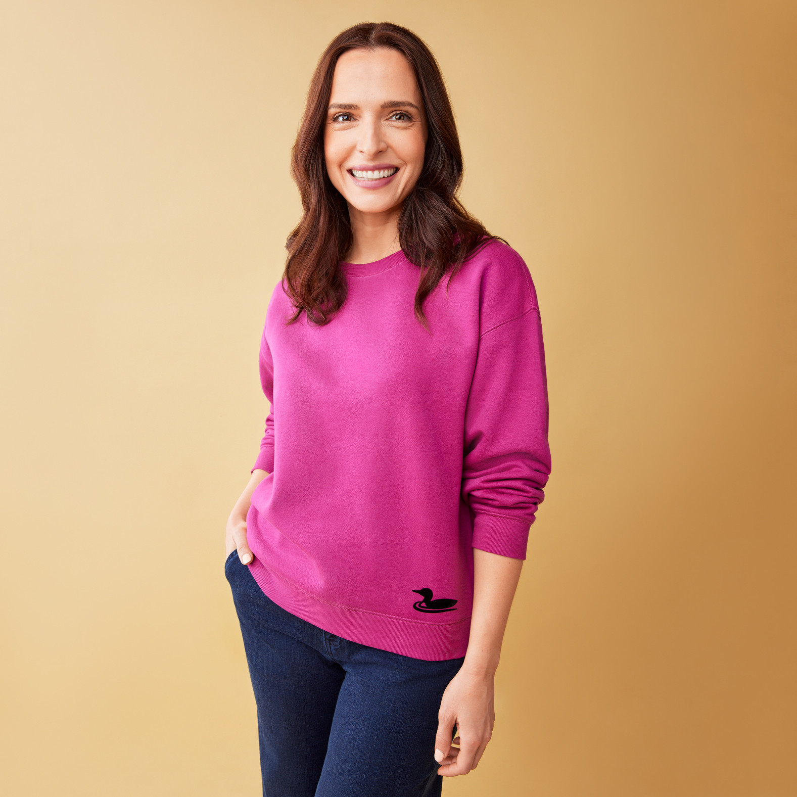 Women`s Pink Purple Loon Drop Shoulder Sweatshirt