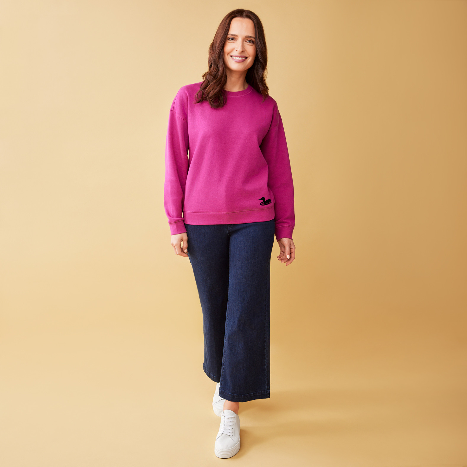 Women`s Pink Purple Loon Drop Shoulder Sweatshirt - full body 2