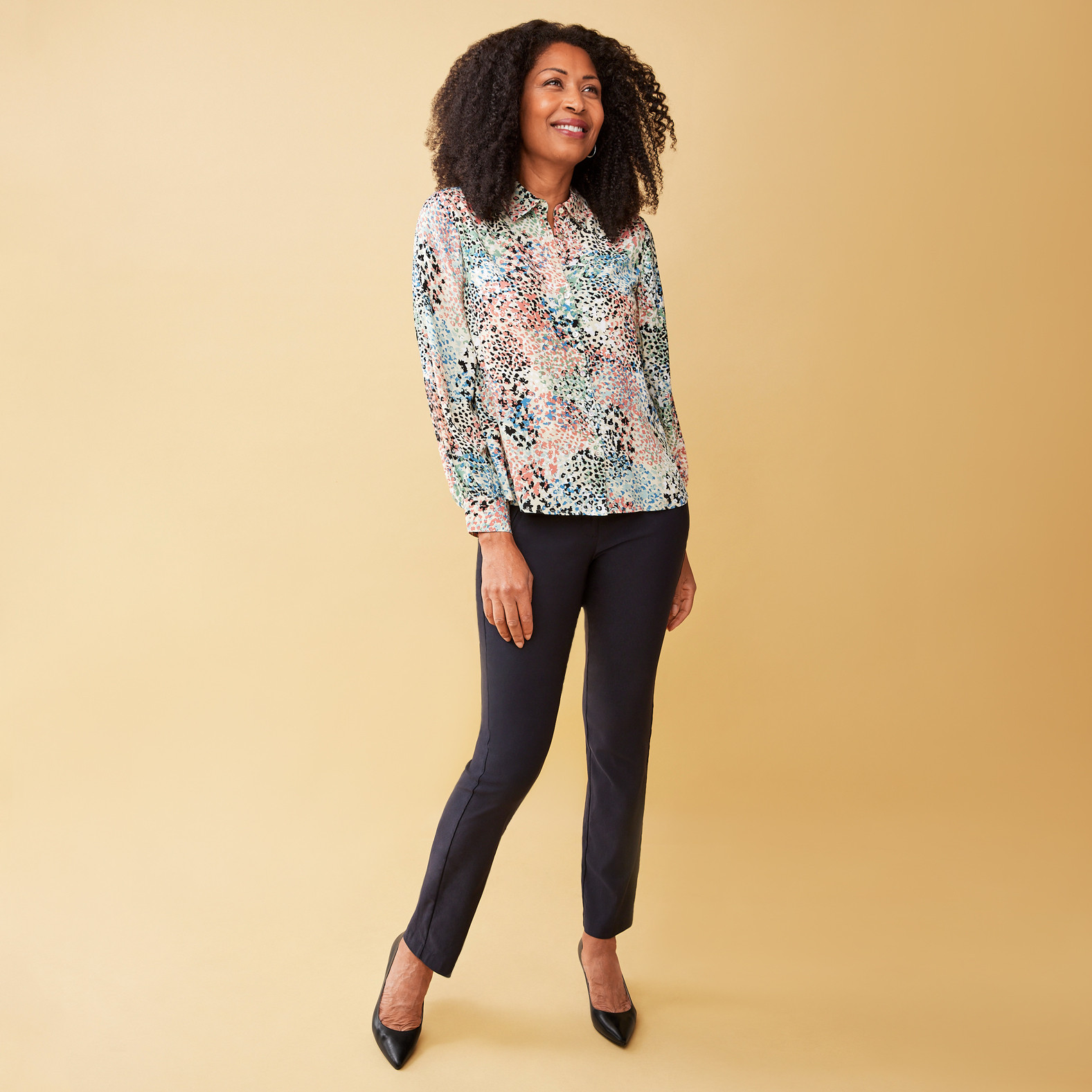 Women`s Long Sleeve Printed Shirt - full body