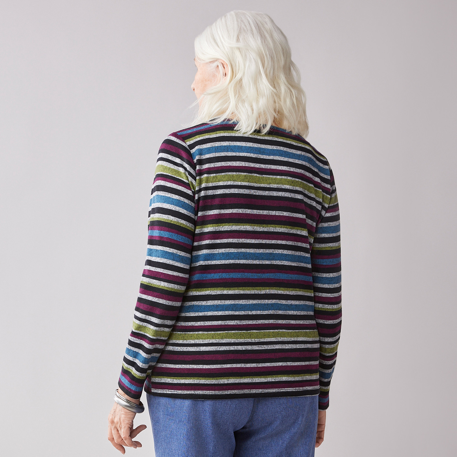 Women`s Striped Knit Sweater - back view