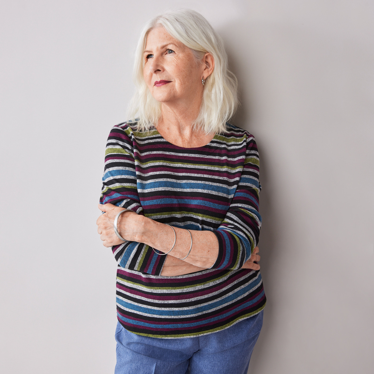 Women`s Striped Knit Sweater - front view 3