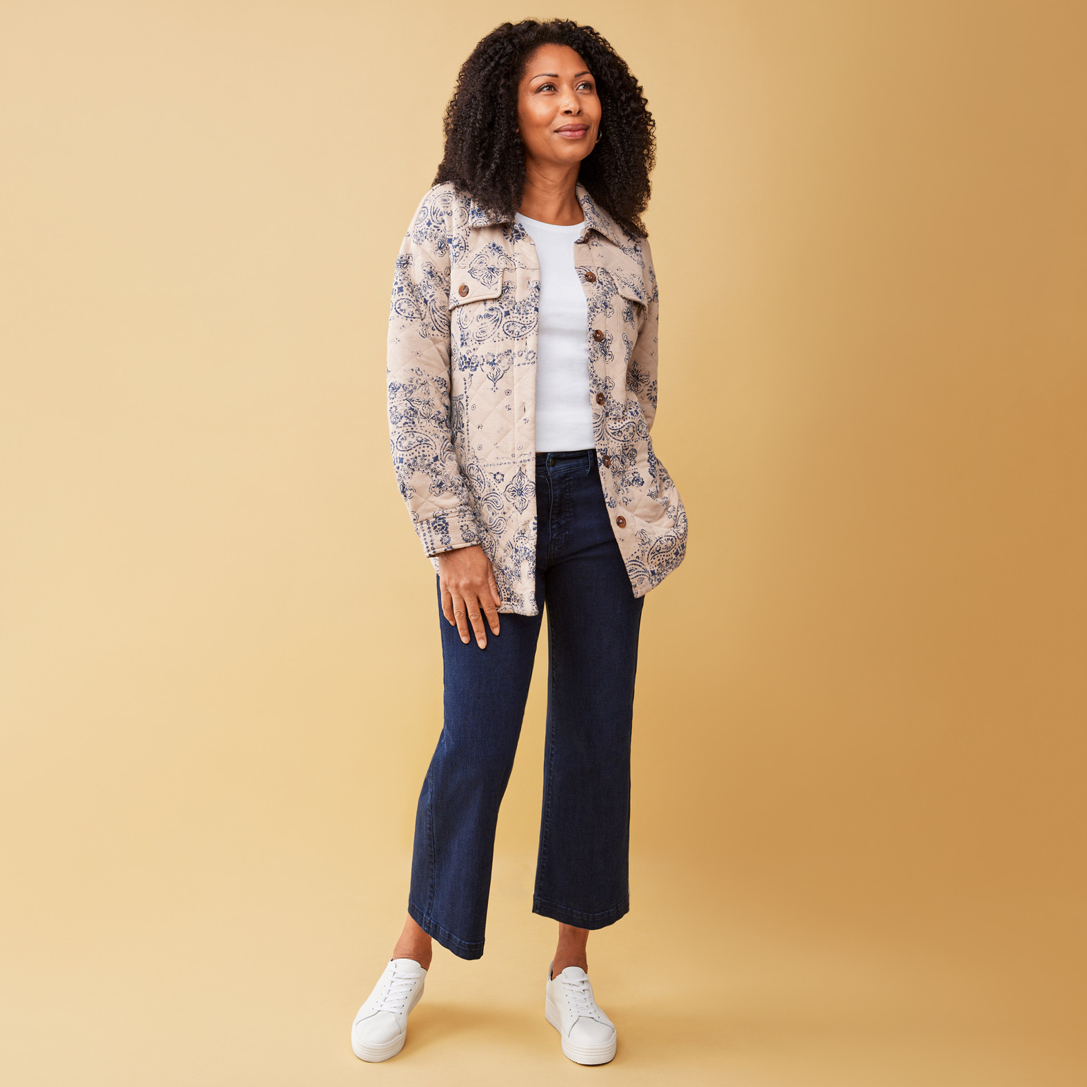 Women`s Printed Knit Jacket - full body