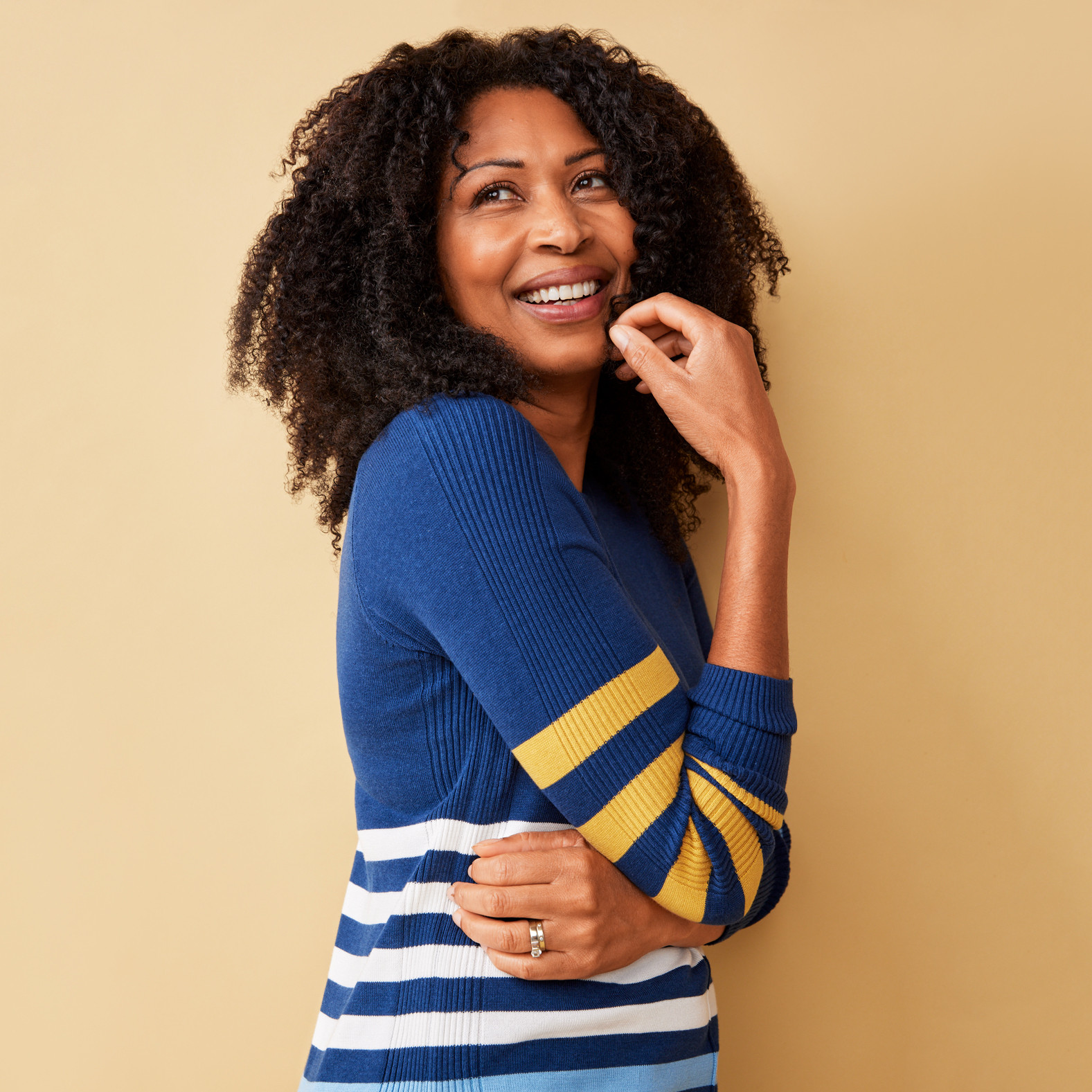 Crewneck Striped Sweater -Half Body