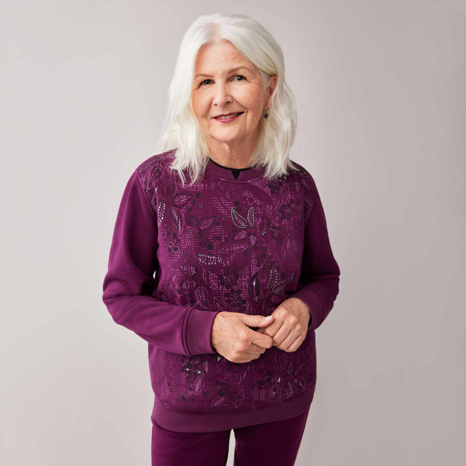Graphic Fleece Sweatshirt - Plum