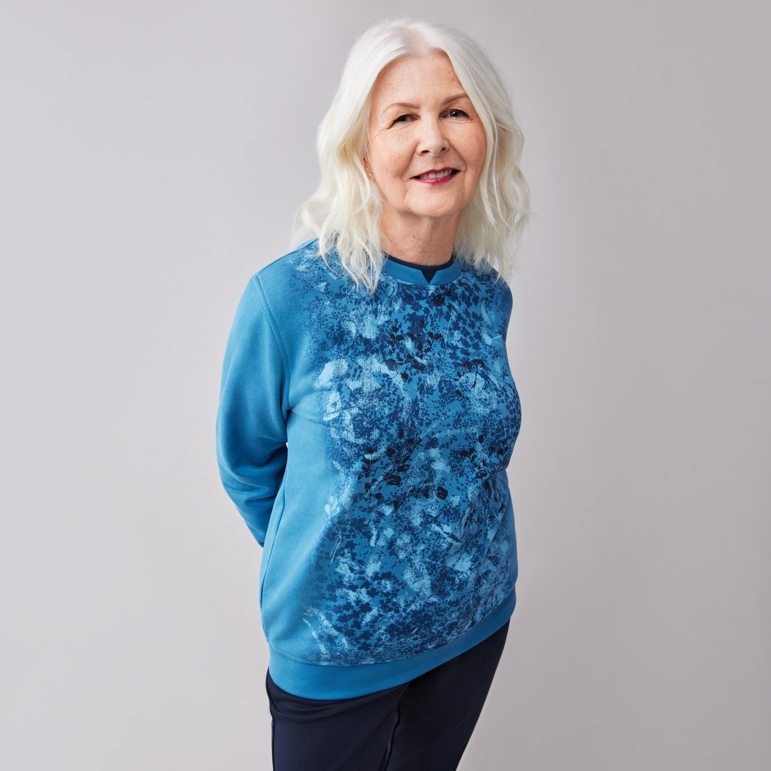 Blue Graphic Fleece Sweatshirt