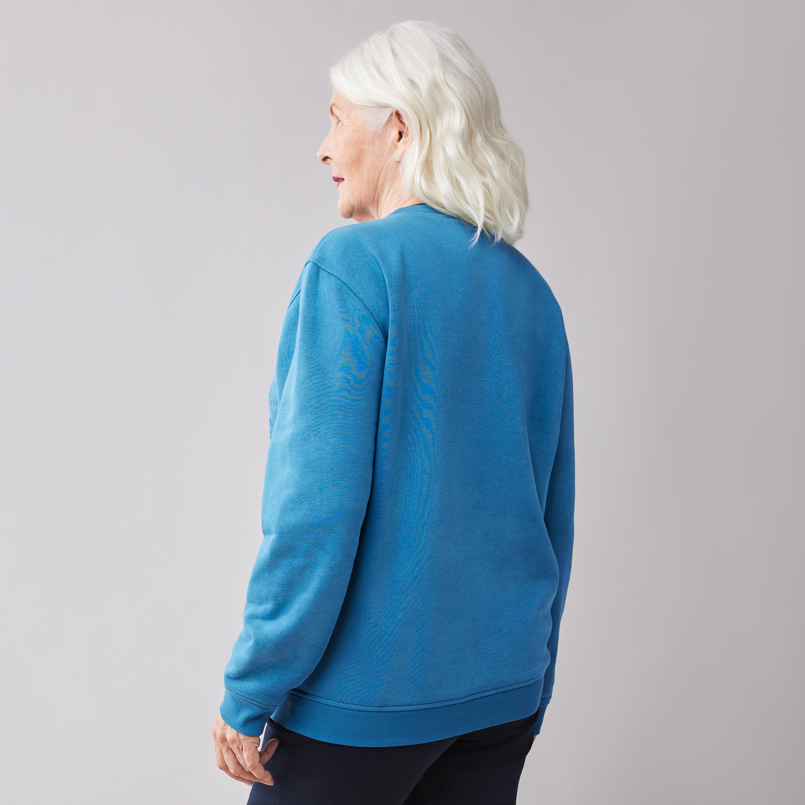 Blue Graphic Fleece Sweatshirt Back View
