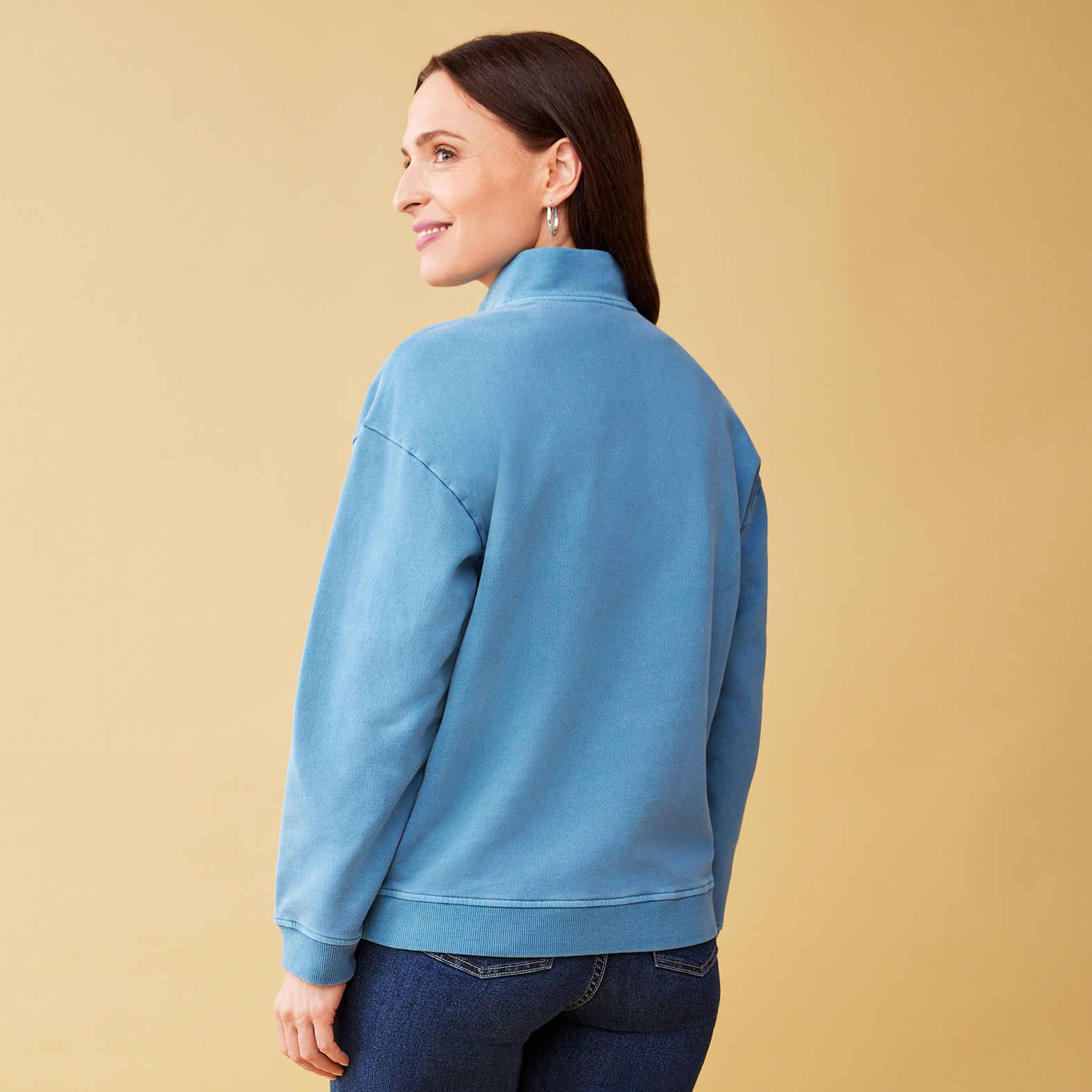 Women's Long Sleeve Quarter Zip Pullover-Back View