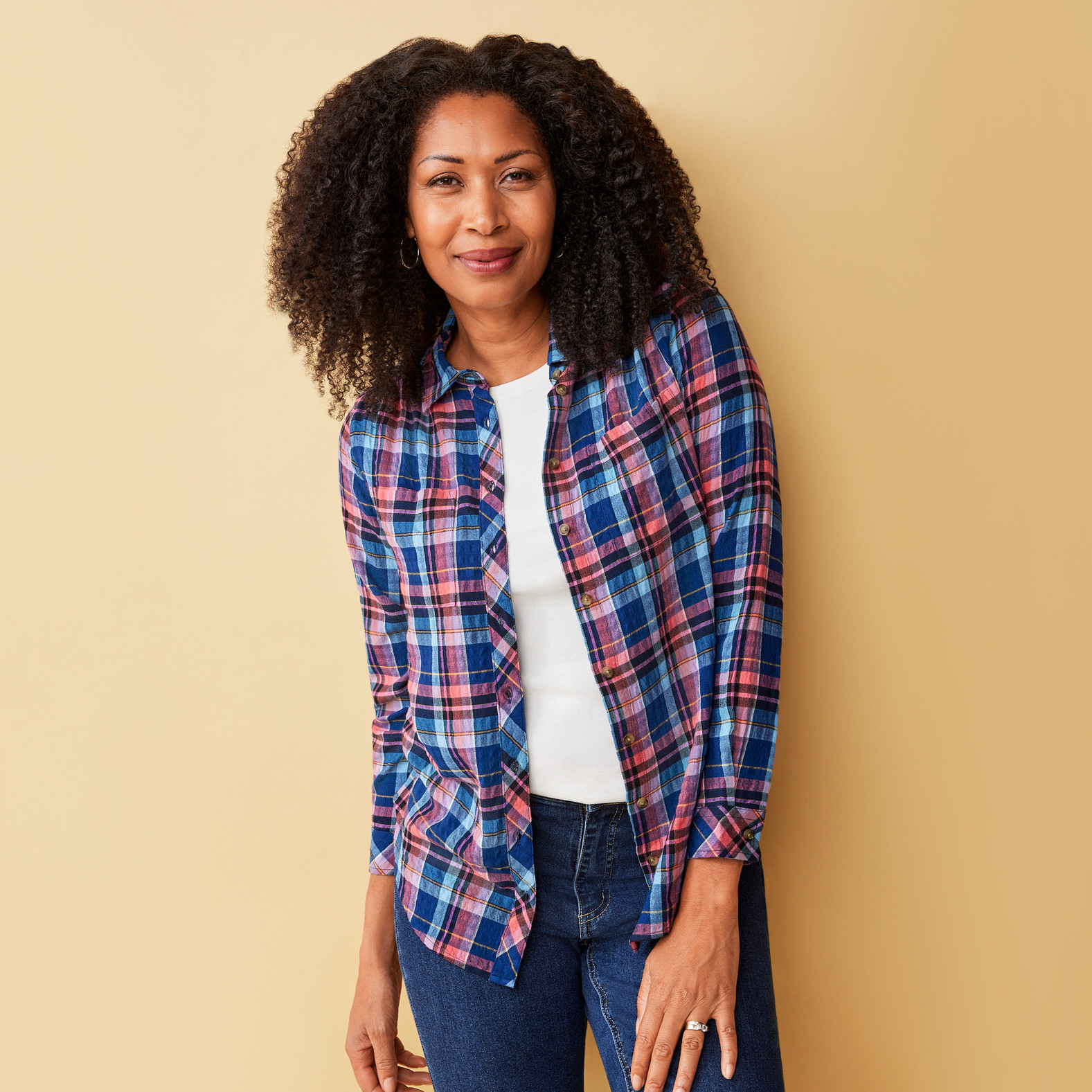 Women's Long Sleeve Relaxed Plaid Shirt