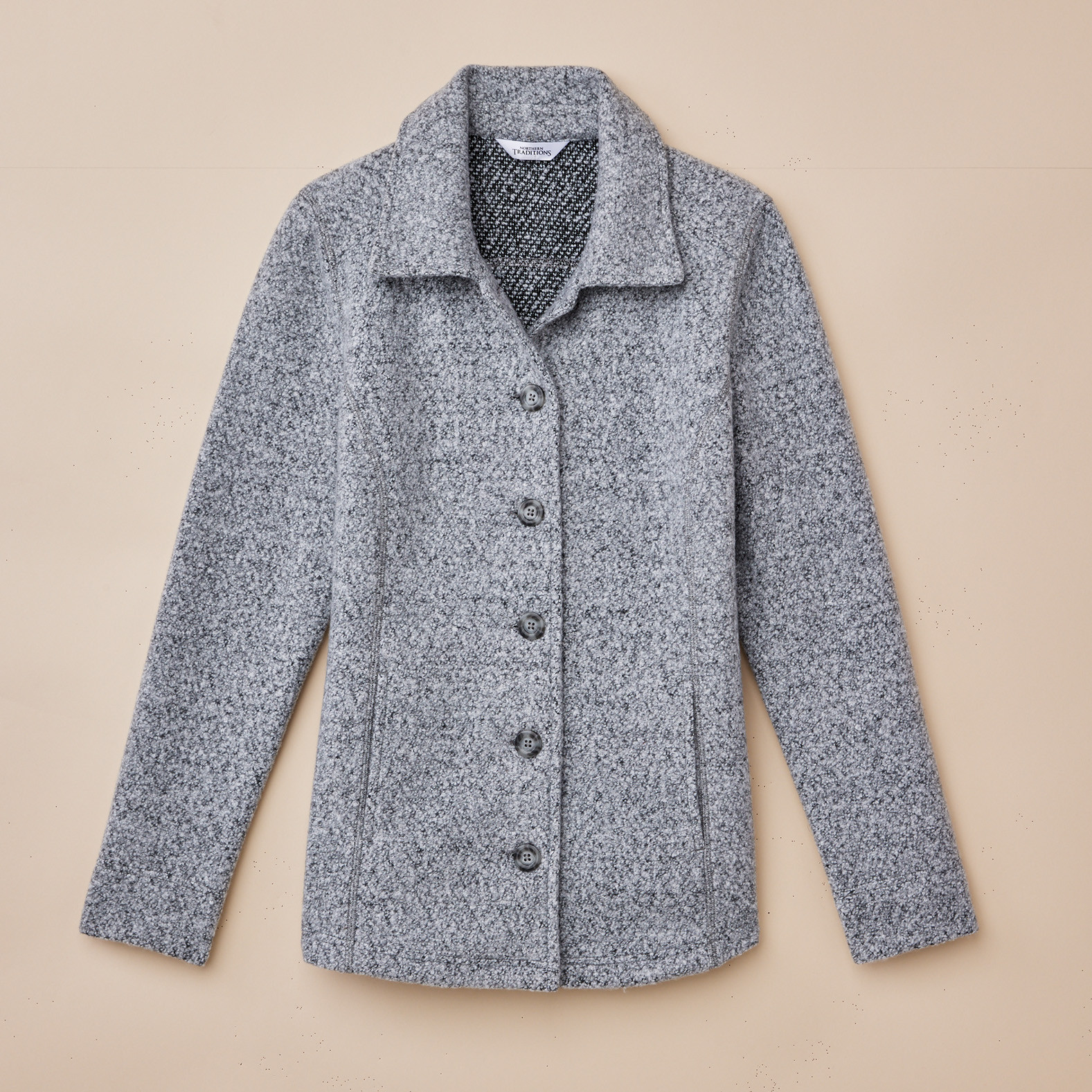 Women's Relaxed Boucle Jacket - Off Figure