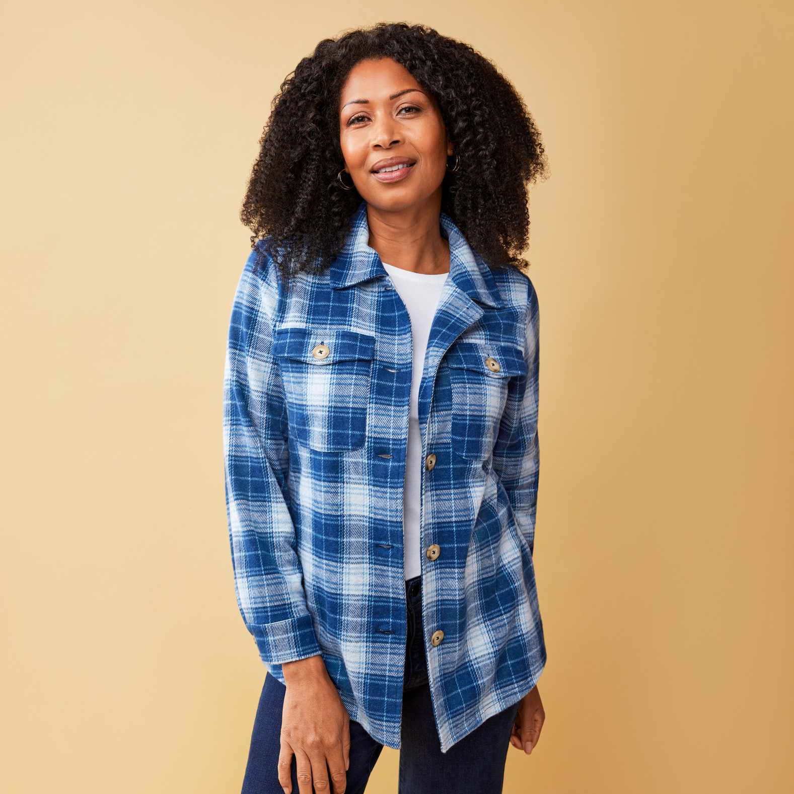 Women's Plaid Blue Barn Long Shacket