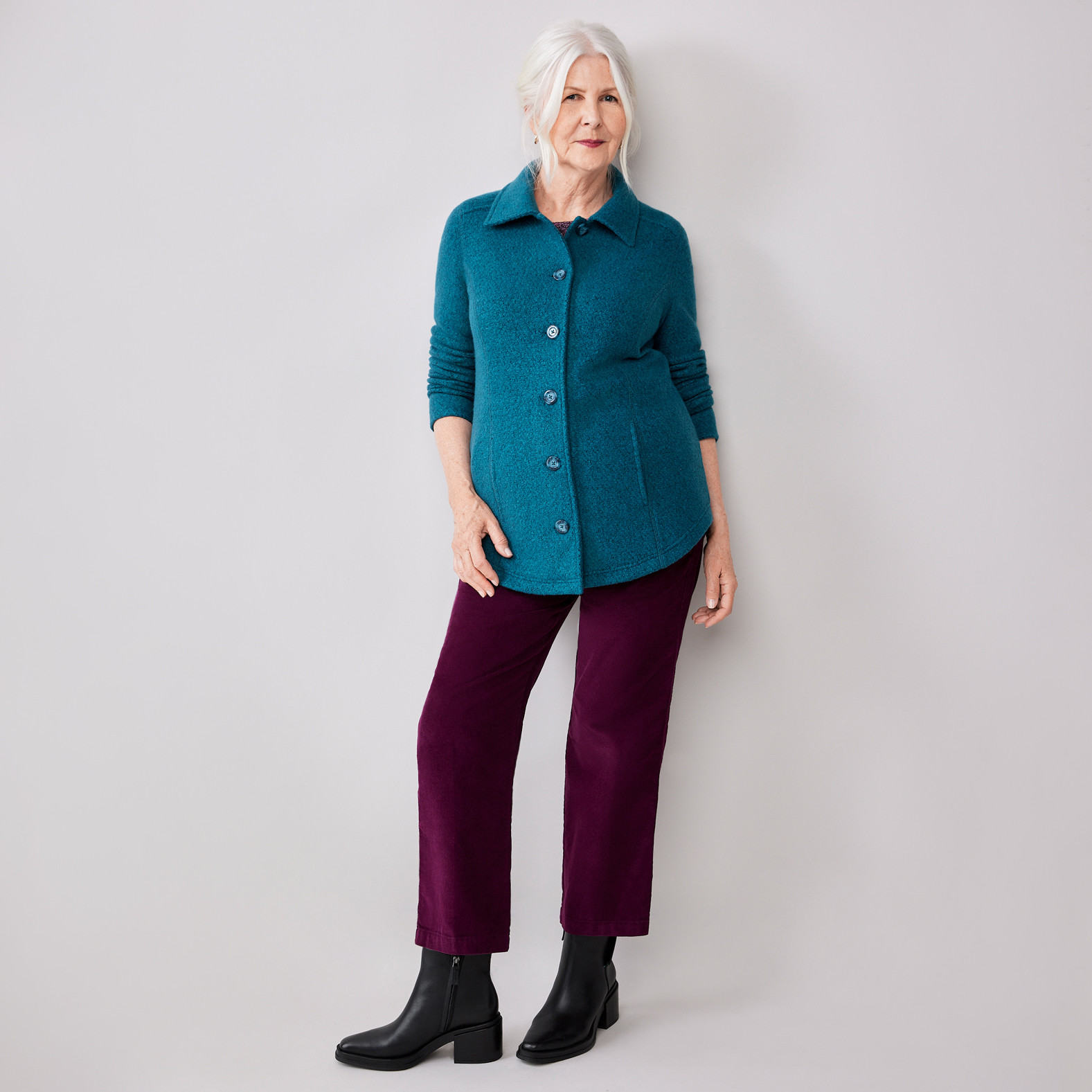 Women's Relaxed Boucle Jacket -Full Body