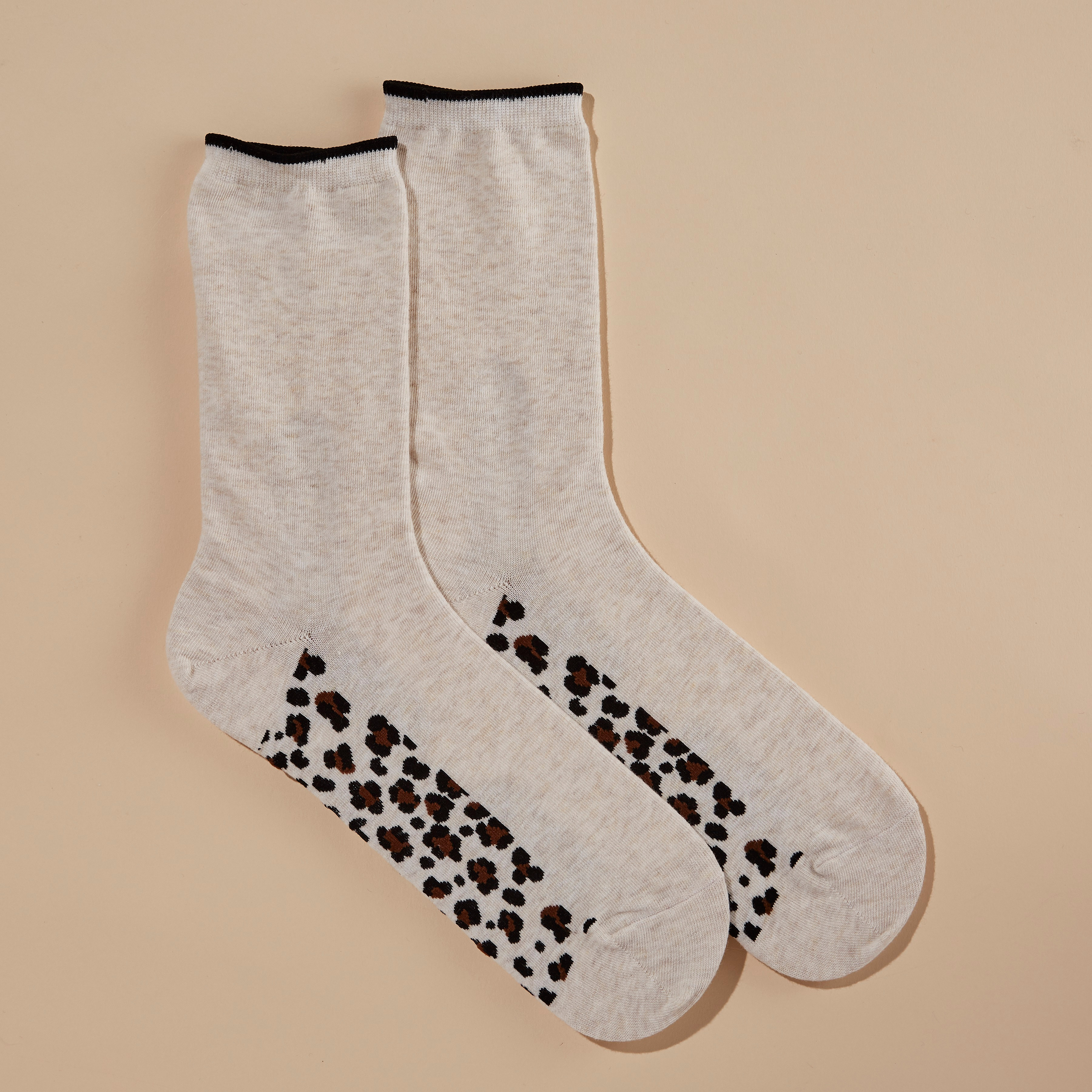 Cheetah Sole Print Crew Socks