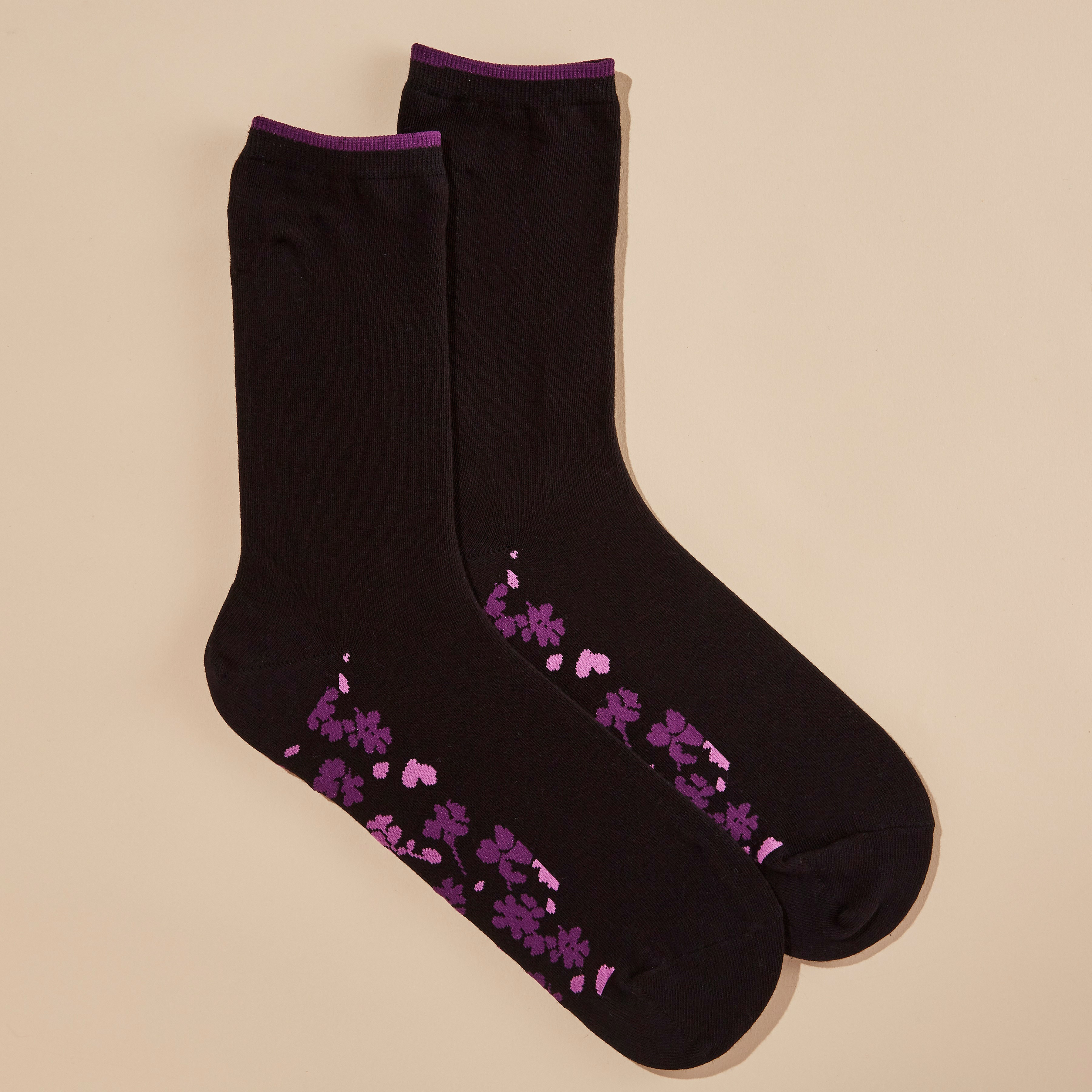 Floral Sole Print Crew Socks