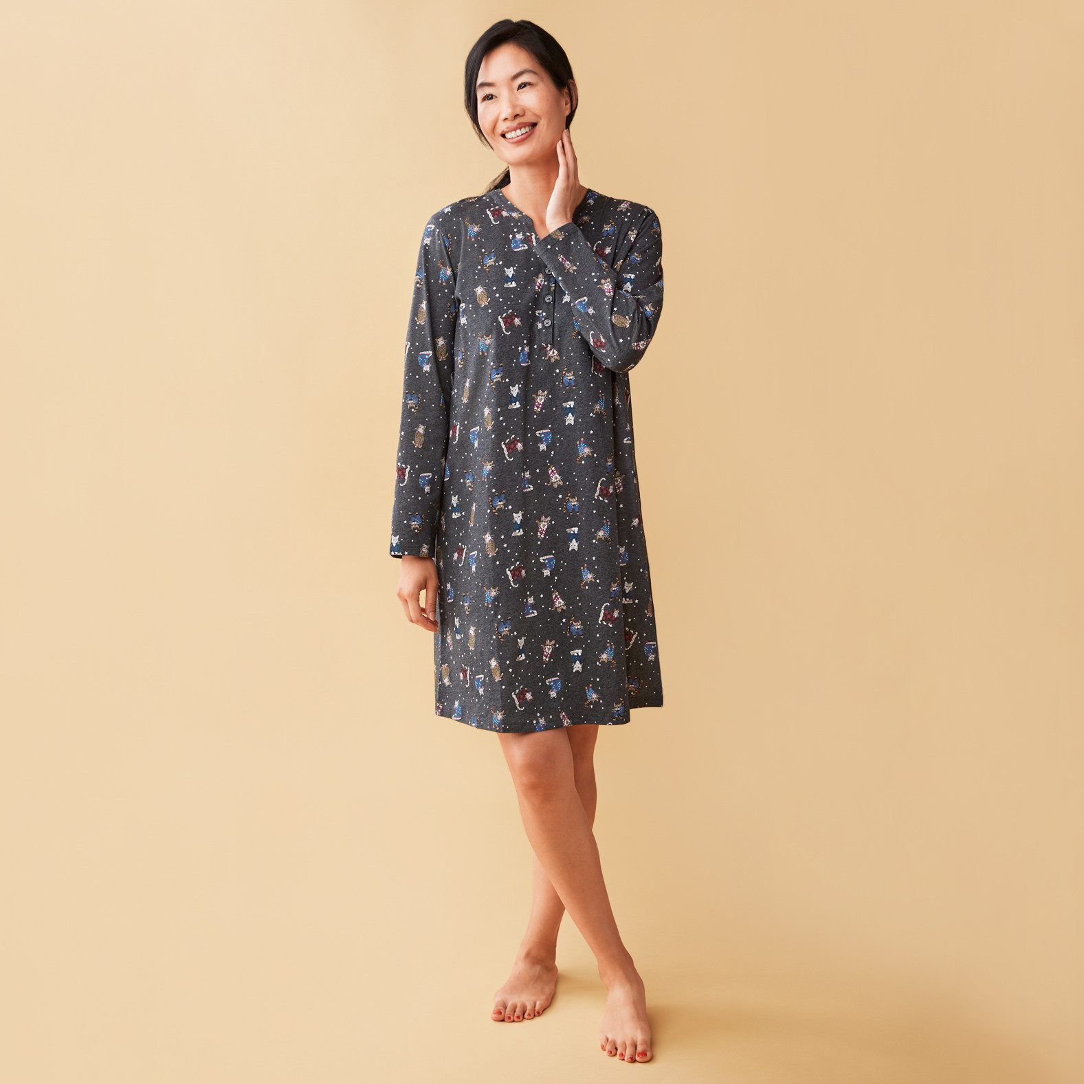 Cat Print Nightshirt