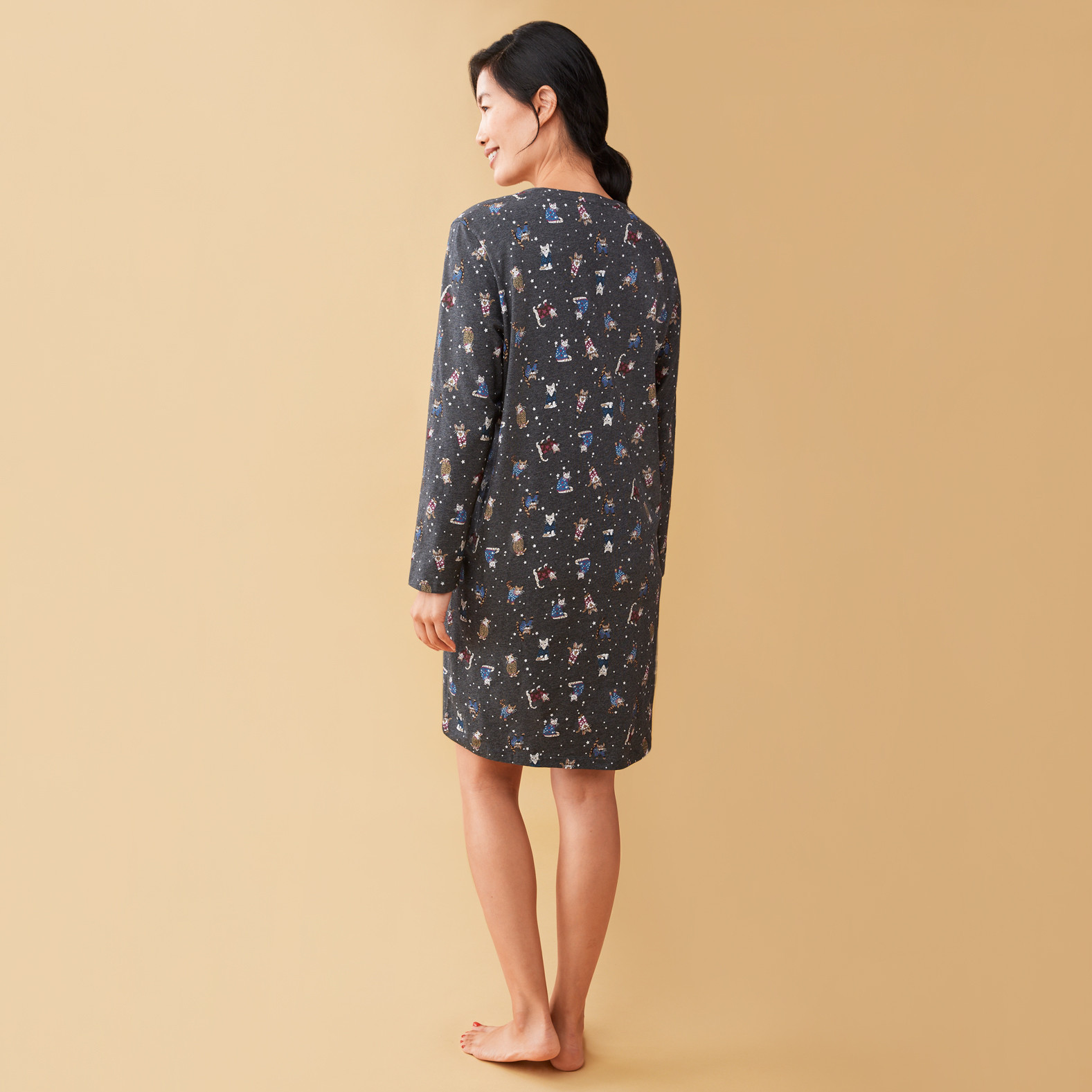 Cat Print Nightshirt Back View