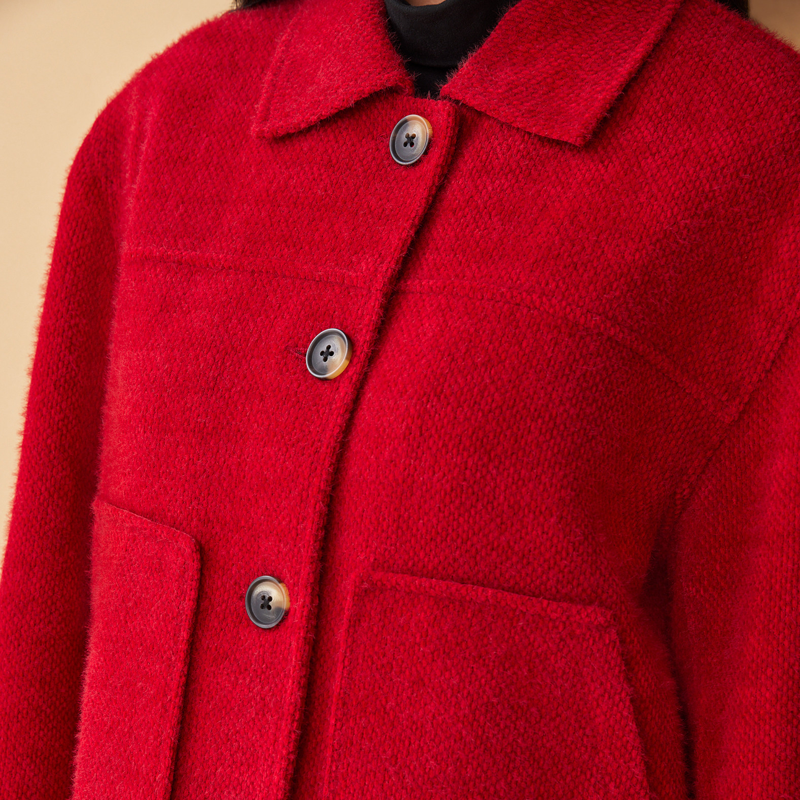 Chunky Collared Boucle Jacket Close Up